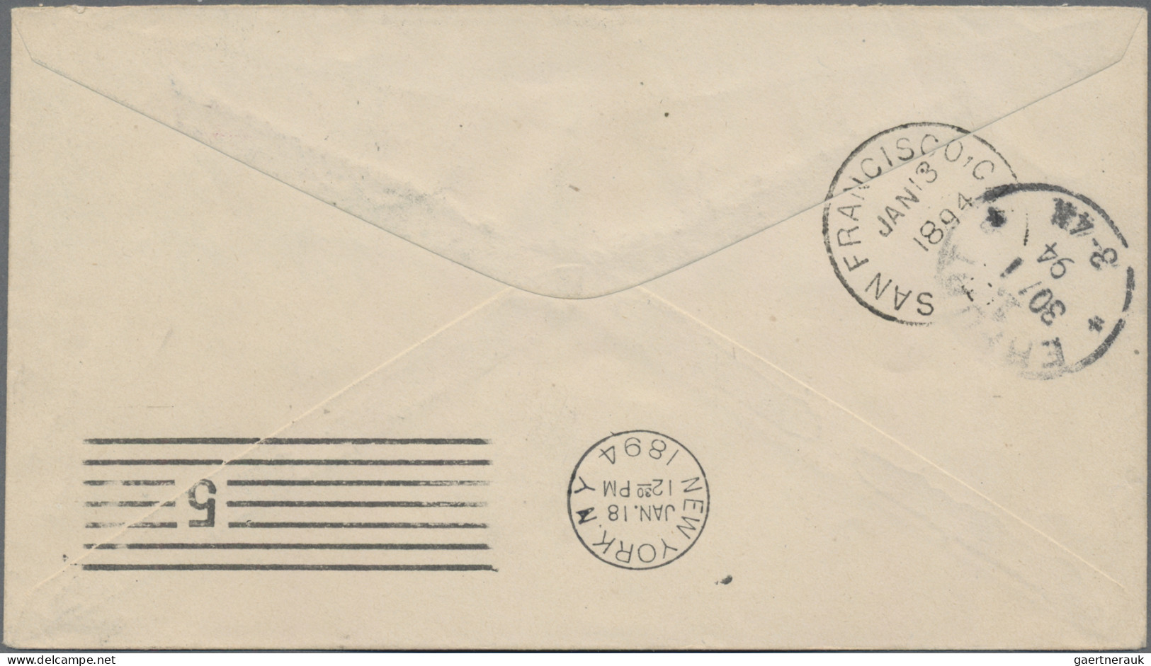 Hawaii - Postal Stationary: 1894m Envelope 5 C., Inside White, Ovpt. "Provisiona - Hawaï
