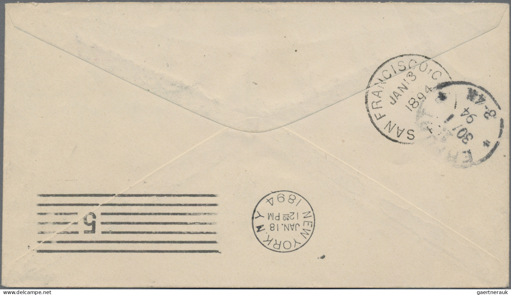 Hawaii - Postal Stationary: 1894m Envelope 5 C., Inside White, Ovpt. "Provisiona - Hawai