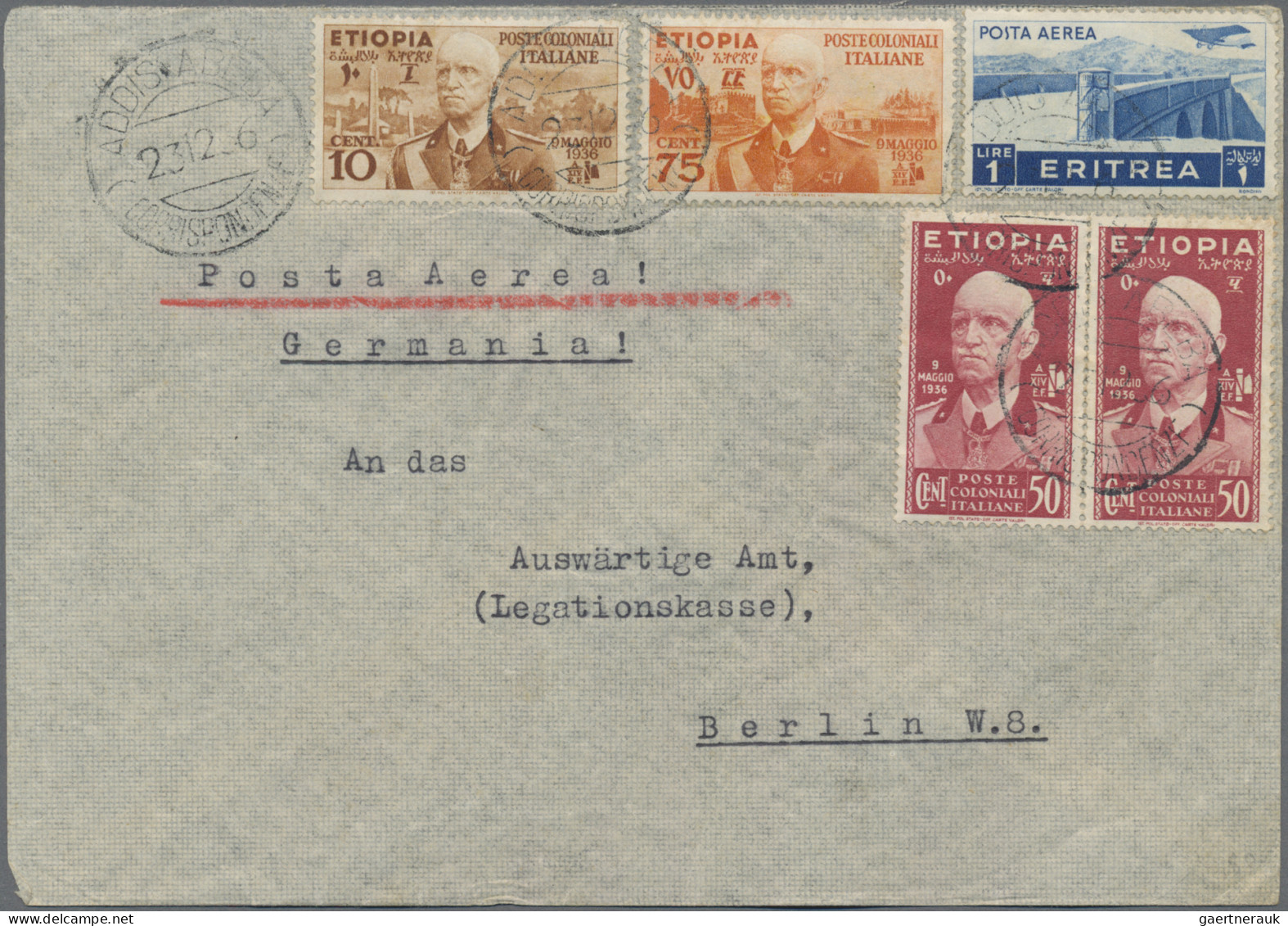 Italian Ethiopa: 1936, Definitives "Vittorio Emanuele", 10c. Bistre, 50c. Red (2 - Aethiopien