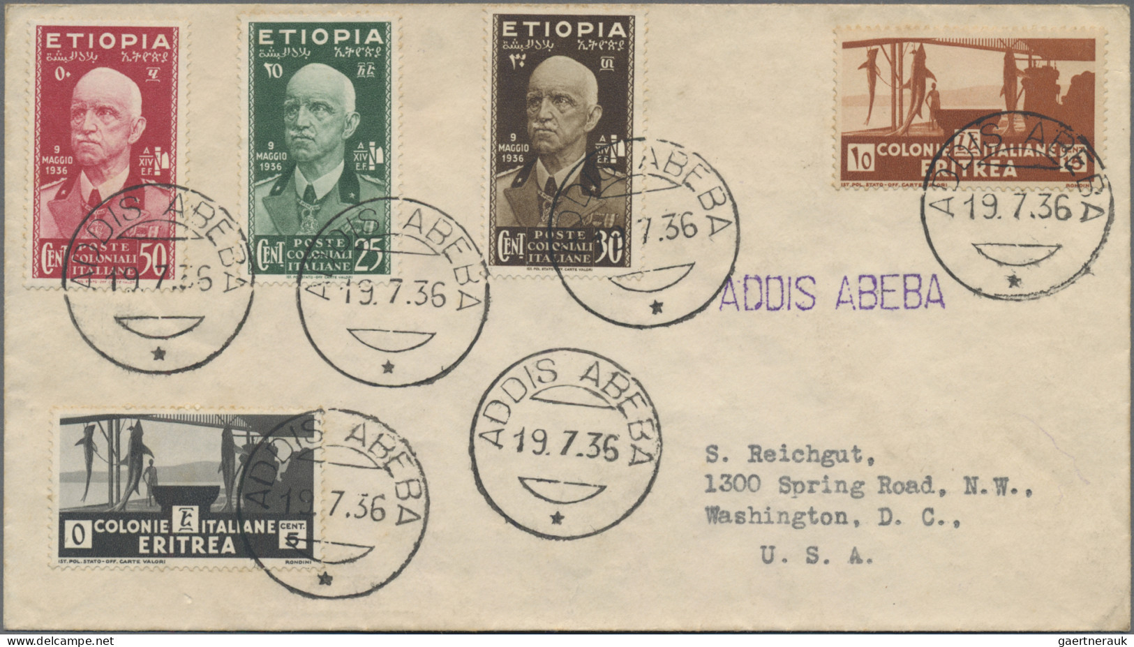 Italian Ethiopa: 1936, Definitives "Vittorio Emanuele", 25c. Green, 30c. Brown, - Aethiopien