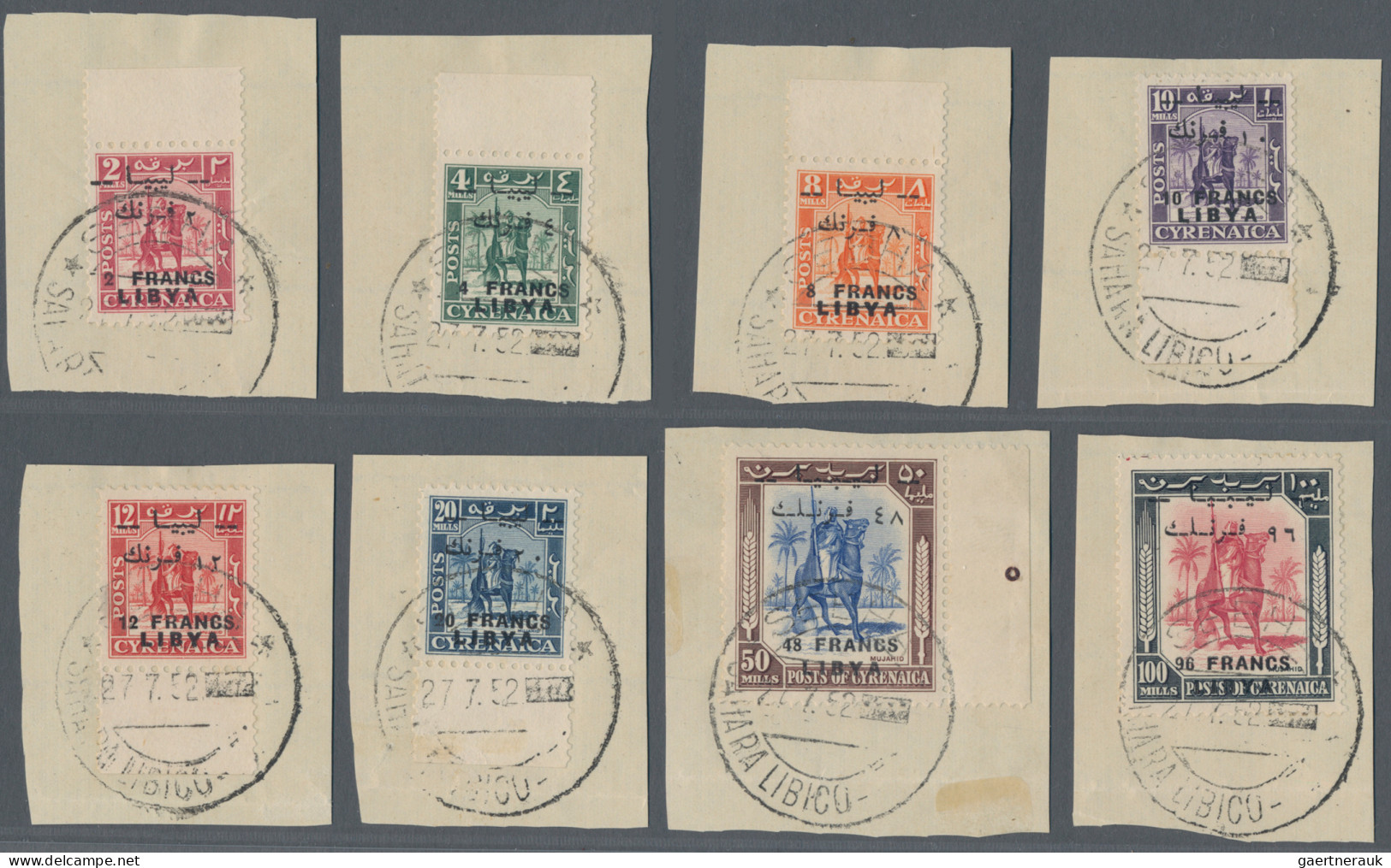 Libya: 1951, First Issue "Camel Trooper" Overprinted "LIBYA" And French Currency - Libia