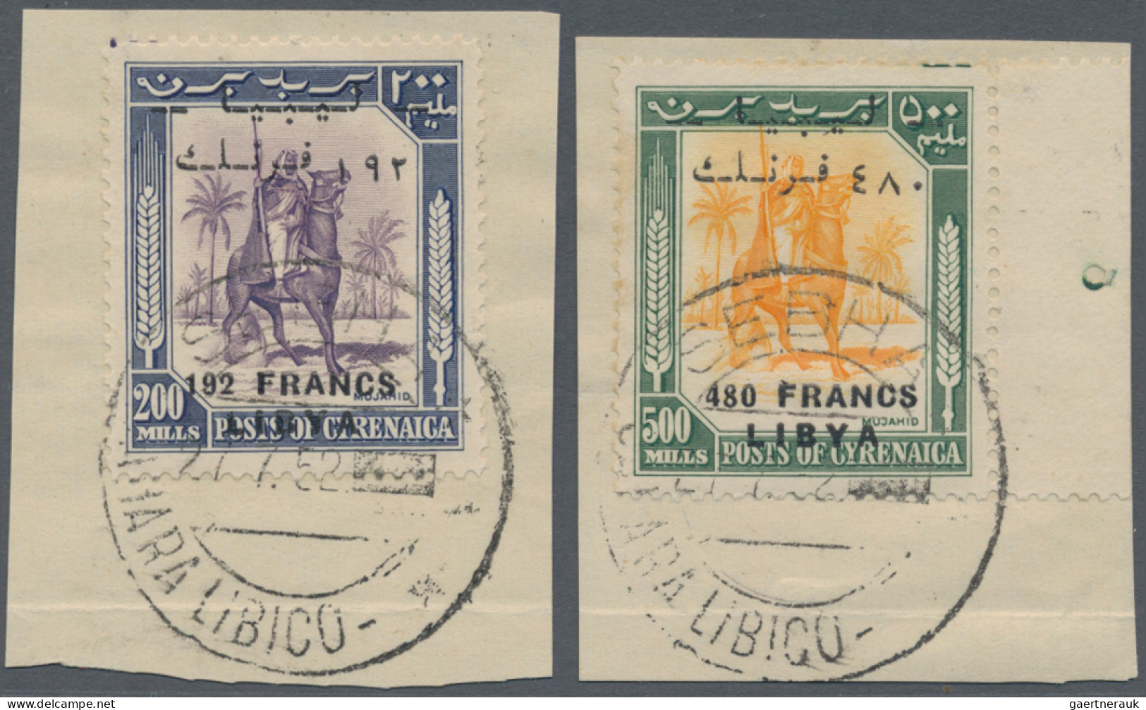 Libya: 1951, First Issue "Camel Trooper" Overprinted "LIBYA" And French Currency - Libye