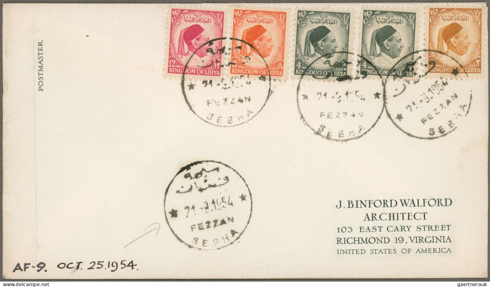 Libya: 1952/1954, Four Covers Franked With Values From The 1952 Definitives With - Libië