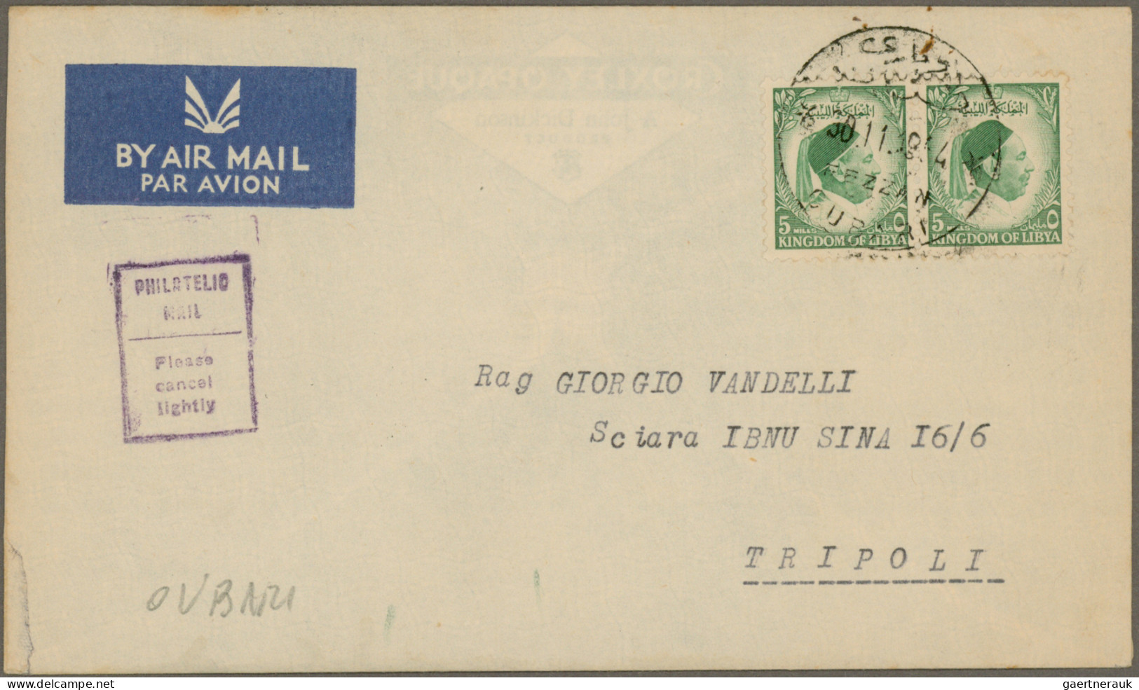 Libya: 1952/1954, Four Covers Franked With Values From The 1952 Definitives With - Libyen