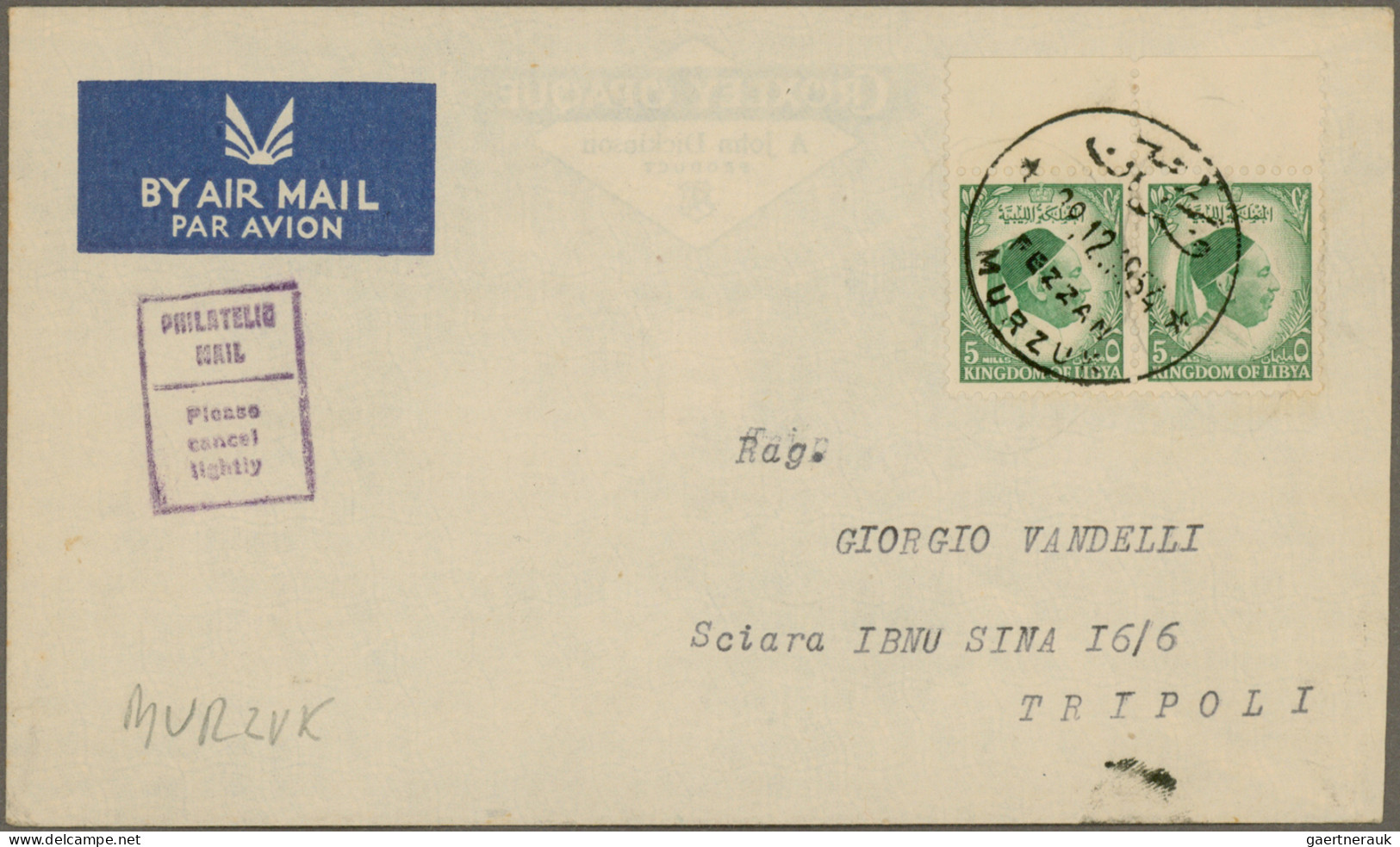 Libya: 1952/1954, Four Covers Franked With Values From The 1952 Definitives With - Libyen