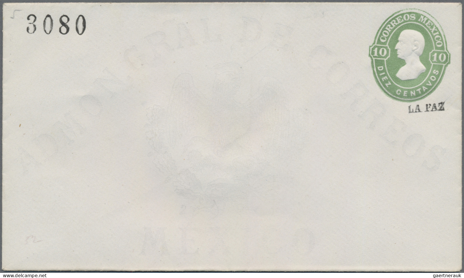 Mexico - Postal Stationary: 1874, Envelope 10 C. Green With District Ovpt. 3080 - Mexico