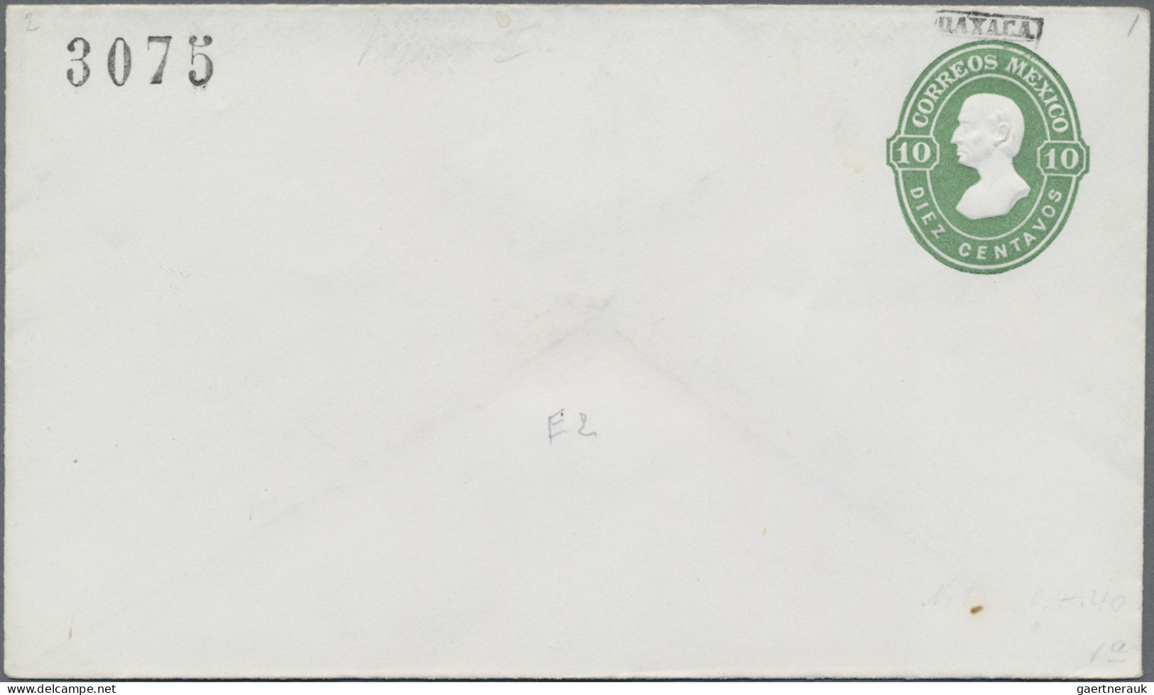 Mexico - Postal Stationary: 1874, Envelope 10 C. Green (5) With District Ovpt. 3 - Messico