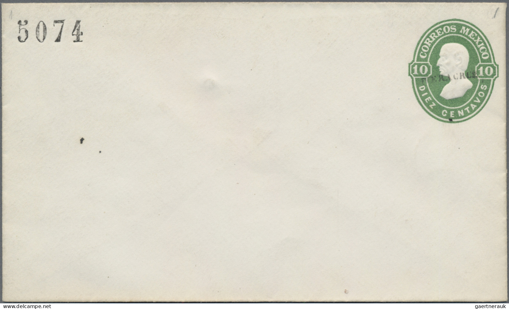 Mexico - Postal Stationary: 1874/78, Envelopes 10 C. Hidalgo (6) With District O - Mexico