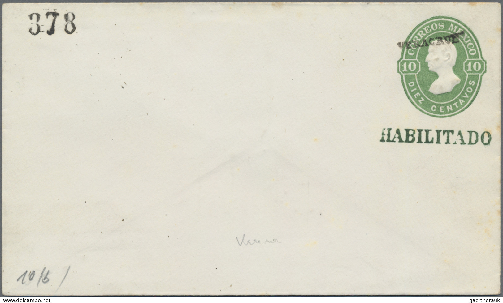 Mexico - Postal Stationary: 1874/78, Envelopes 10 C. Hidalgo (6) With District O - México