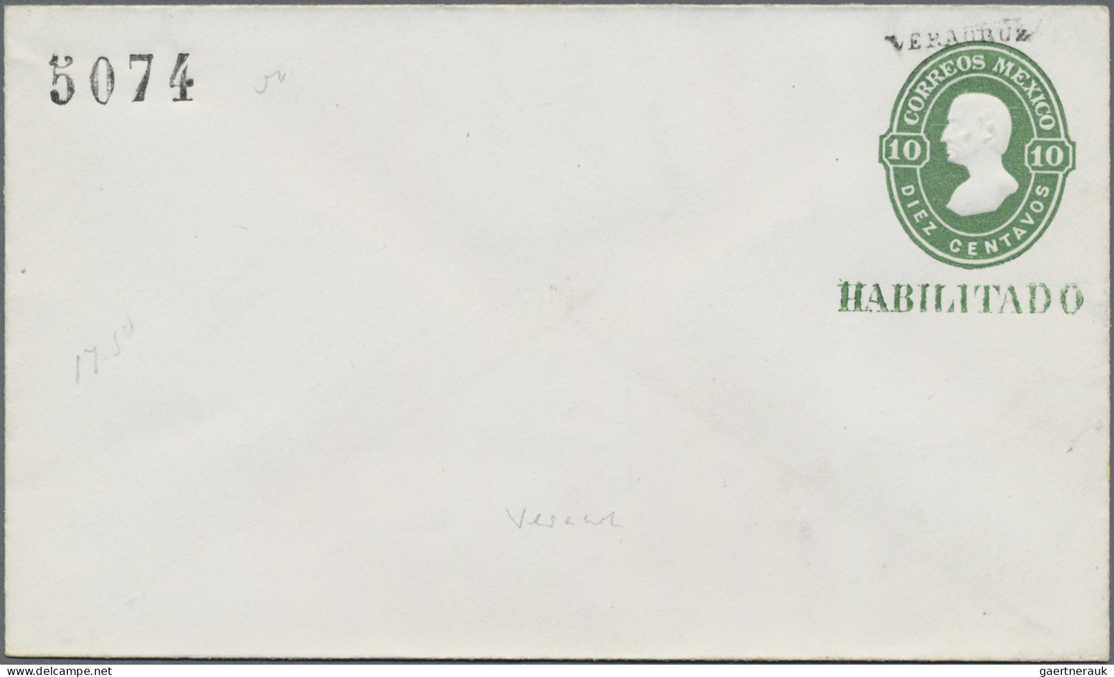Mexico - Postal Stationary: 1874/78, Envelopes 10 C. Hidalgo (6) With District O - México
