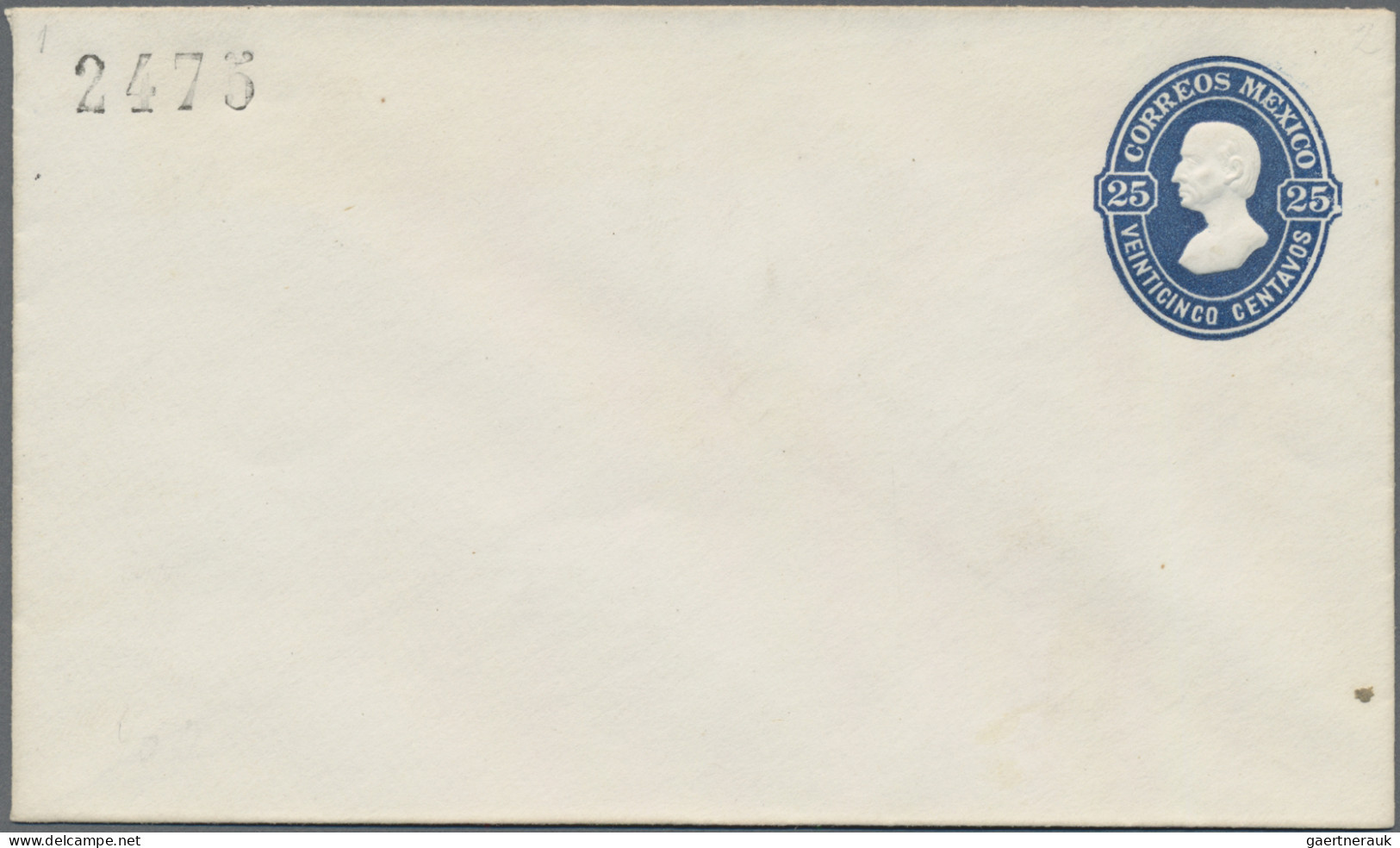 Mexico - Postal stationary: 1874/77, envelopes (8) of 10 C. or 25 C. with distri