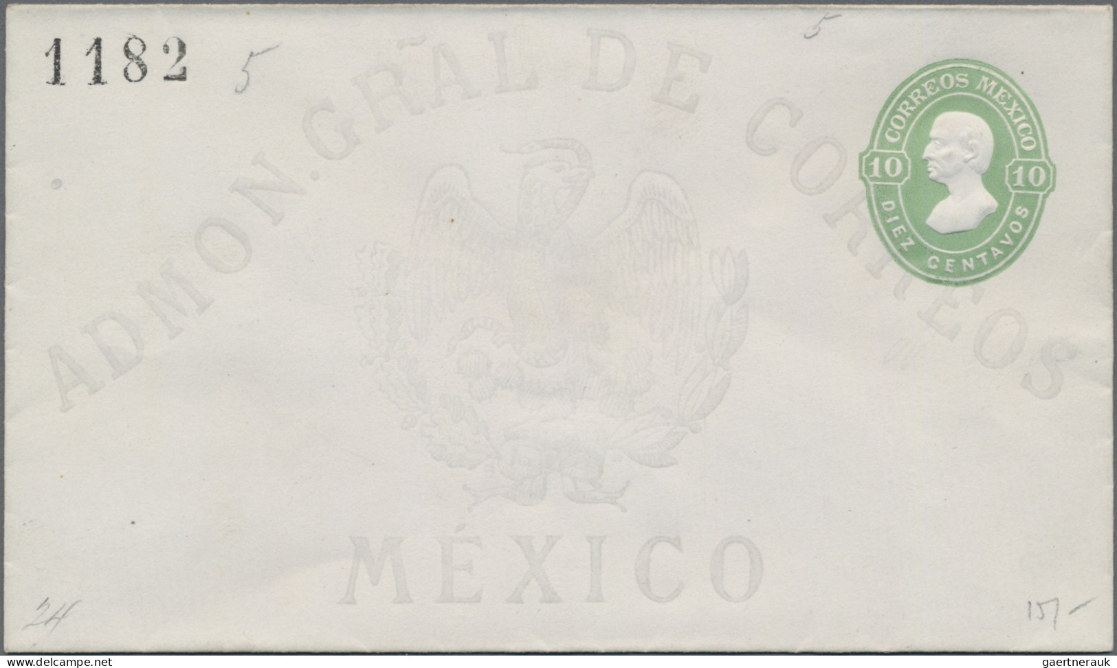 Mexico - Postal stationary: 1880/82, envelopes (6) 4 C., 10 C. and 25 C. with di