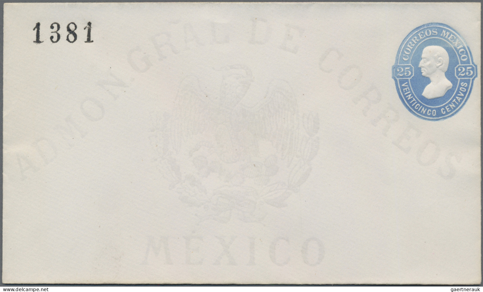 Mexico - Postal stationary: 1880/82, envelopes (6) 4 C., 10 C. and 25 C. with di