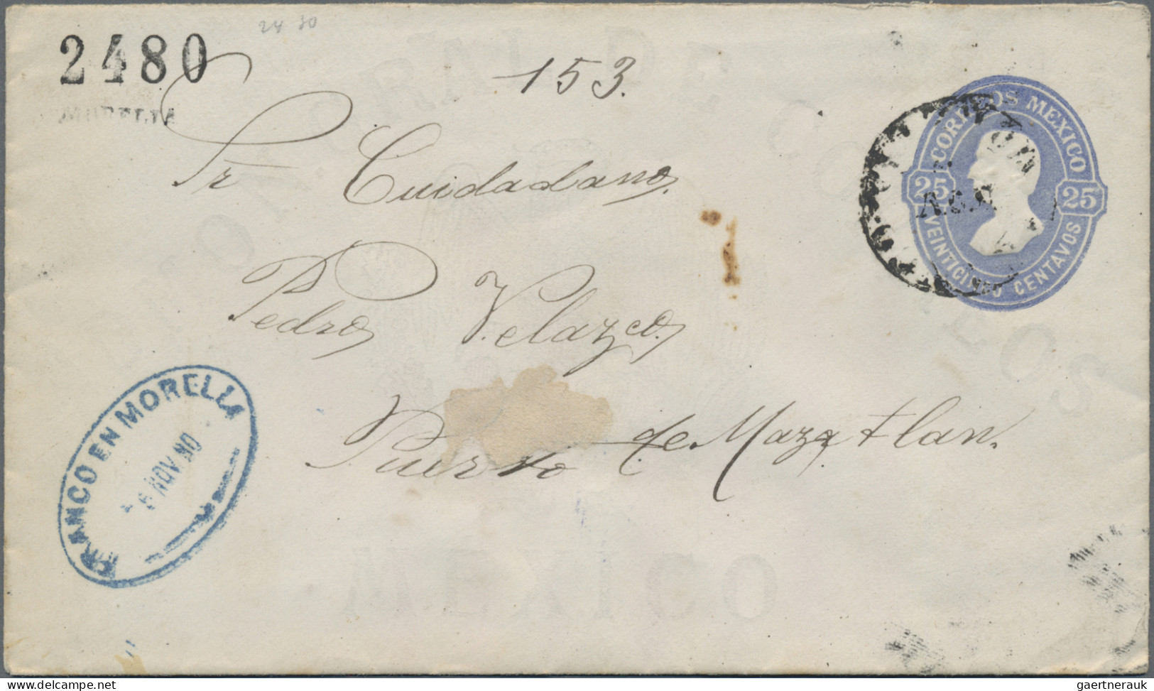 Mexico - Postal Stationary: 1880/81, Used Envelopes (3) Of 10 C. Or 25 C. (2) Cl - México