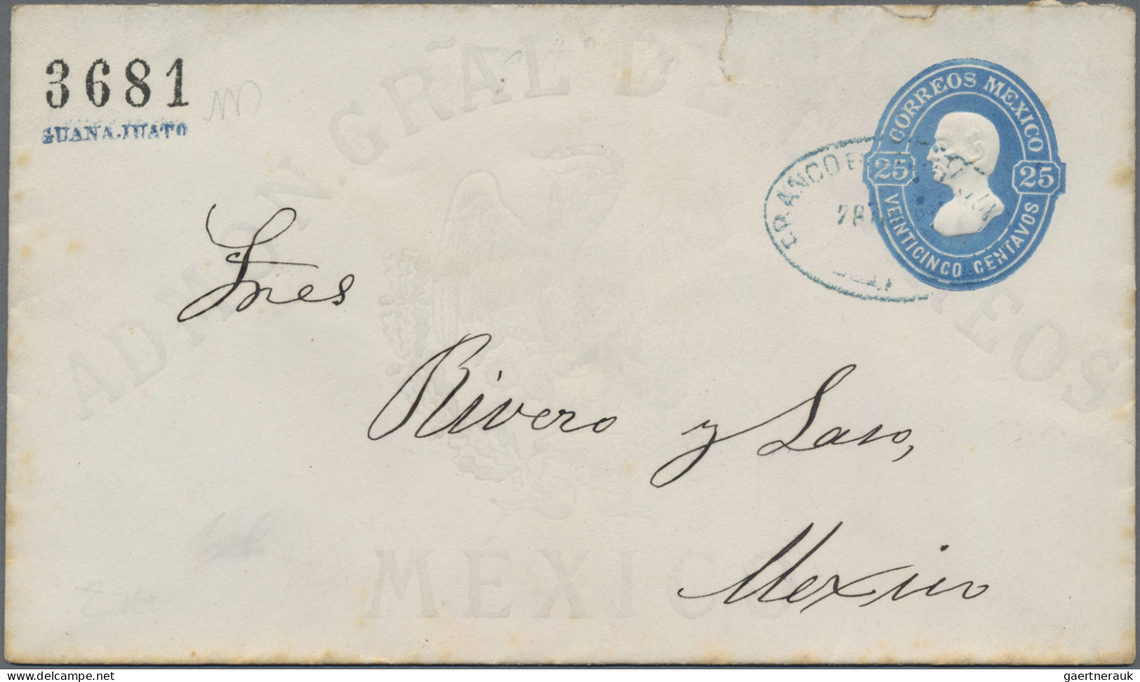 Mexico - Postal Stationary: 1880/81, Used Envelopes (3) Of 10 C. Or 25 C. (2) Cl - Messico