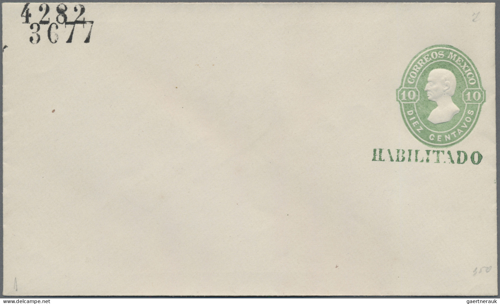 Mexico - Postal Stationary: 1882, Envelopes, 10 C. With Green "Habilitado" And D - Mexiko