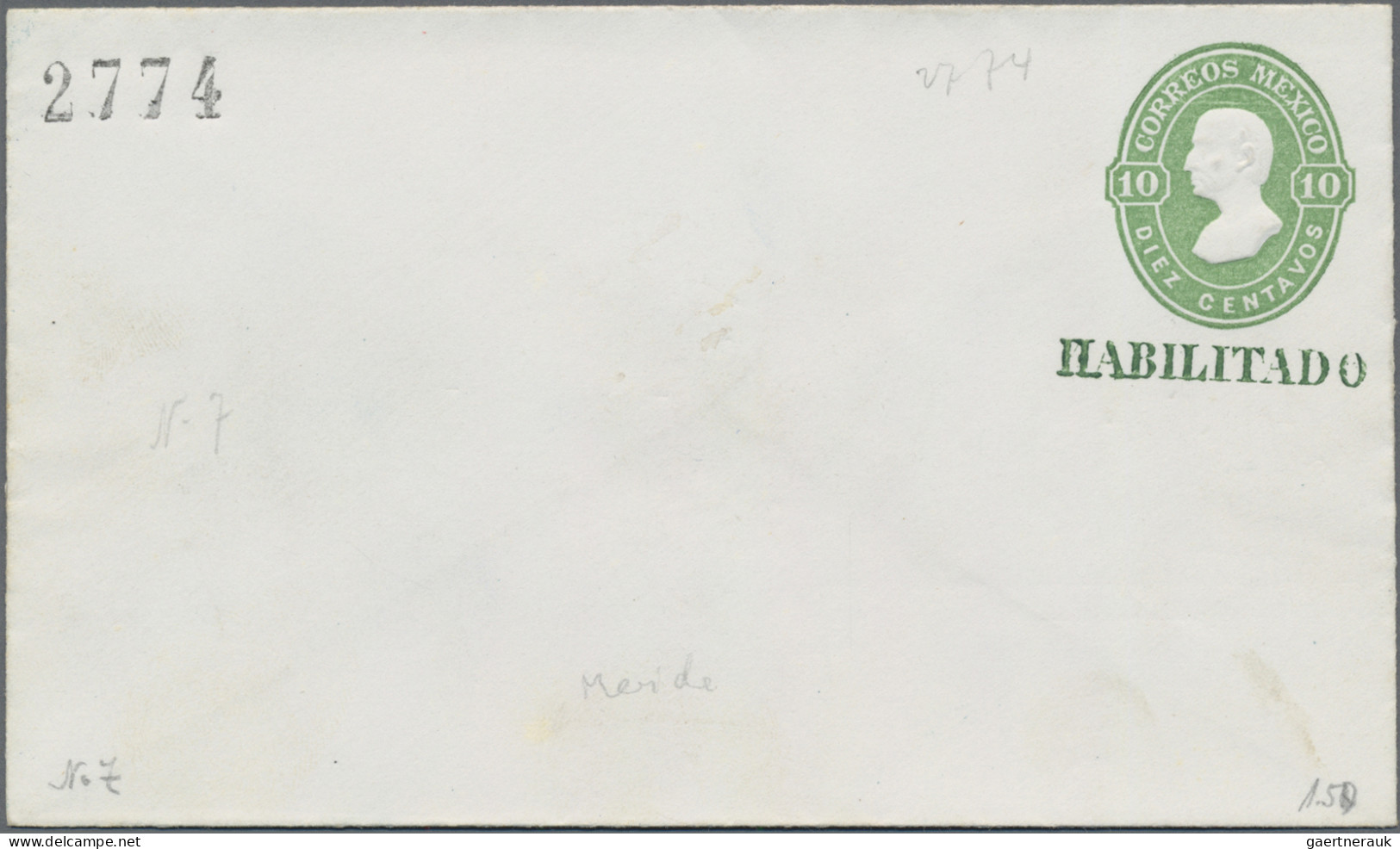 Mexico - Postal Stationary: 1882, Envelopes (3), 10 C. (2) With Green Resp. 25 C - Messico