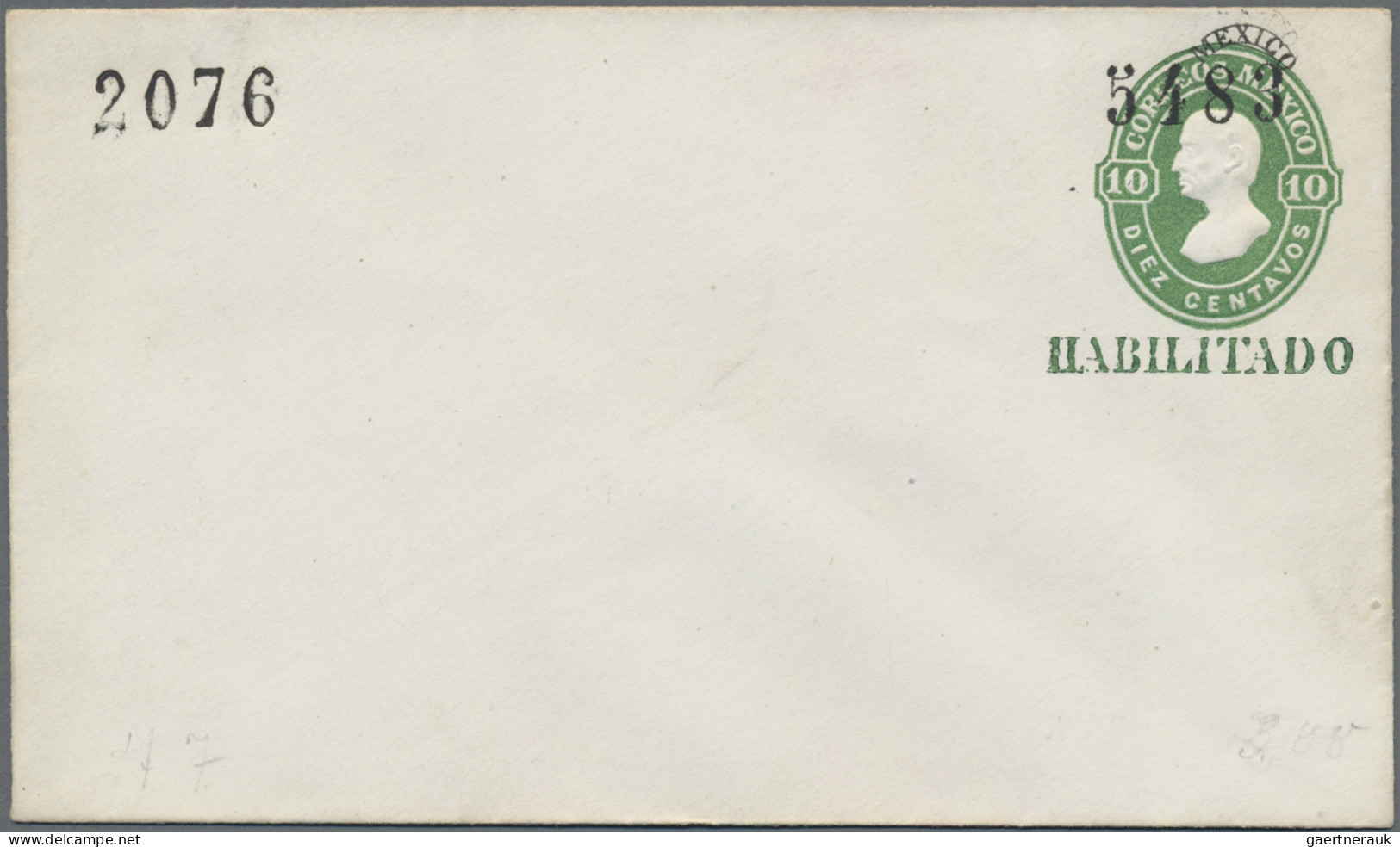 Mexico - Postal Stationary: 1883, Envelopes, 10 C. (3) With Green "Habilitado" A - Mexiko