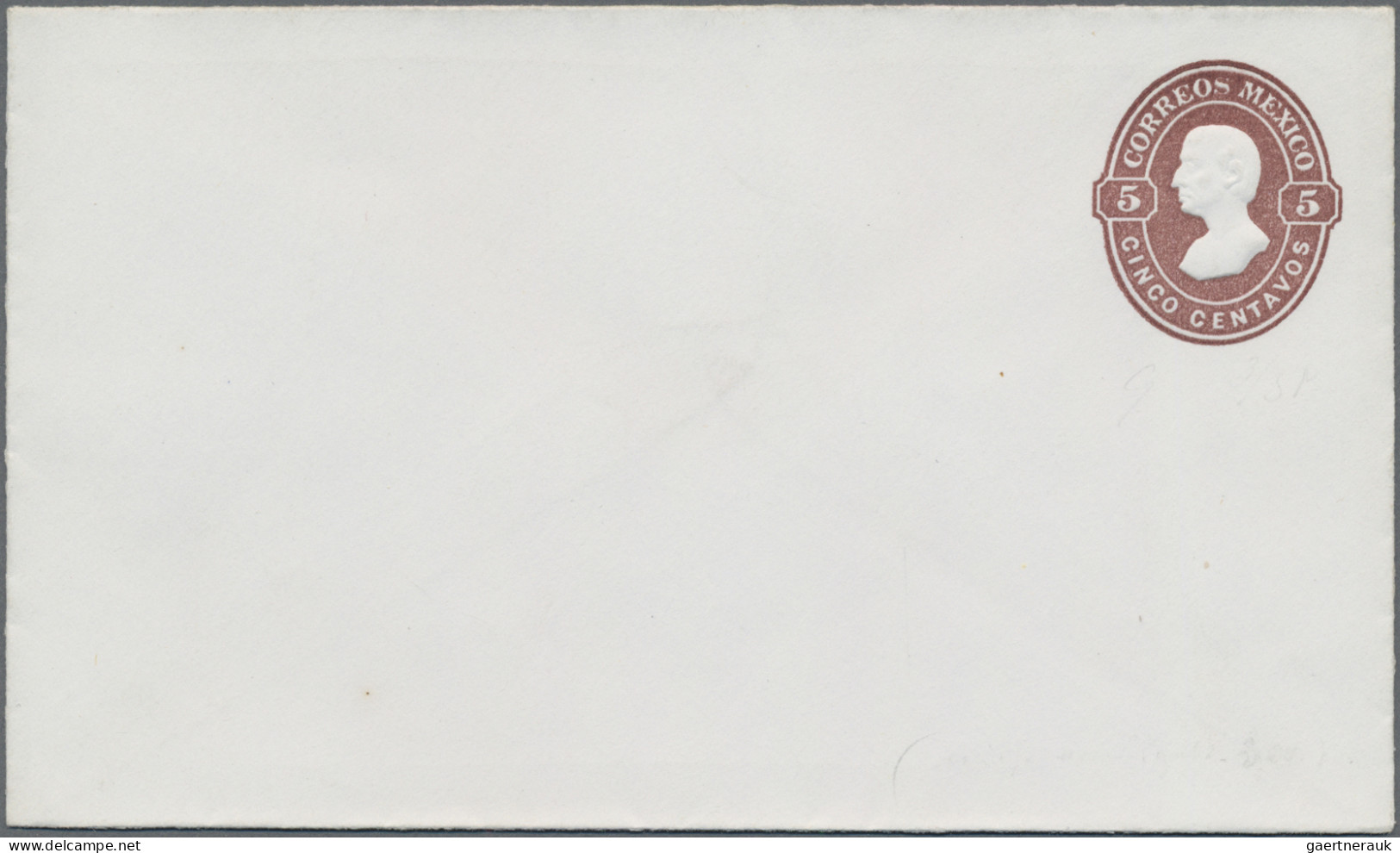 Mexico - Postal Stationary: 1882/83, Envelope 5 C. Brownish Violet, Unissued. An - Messico