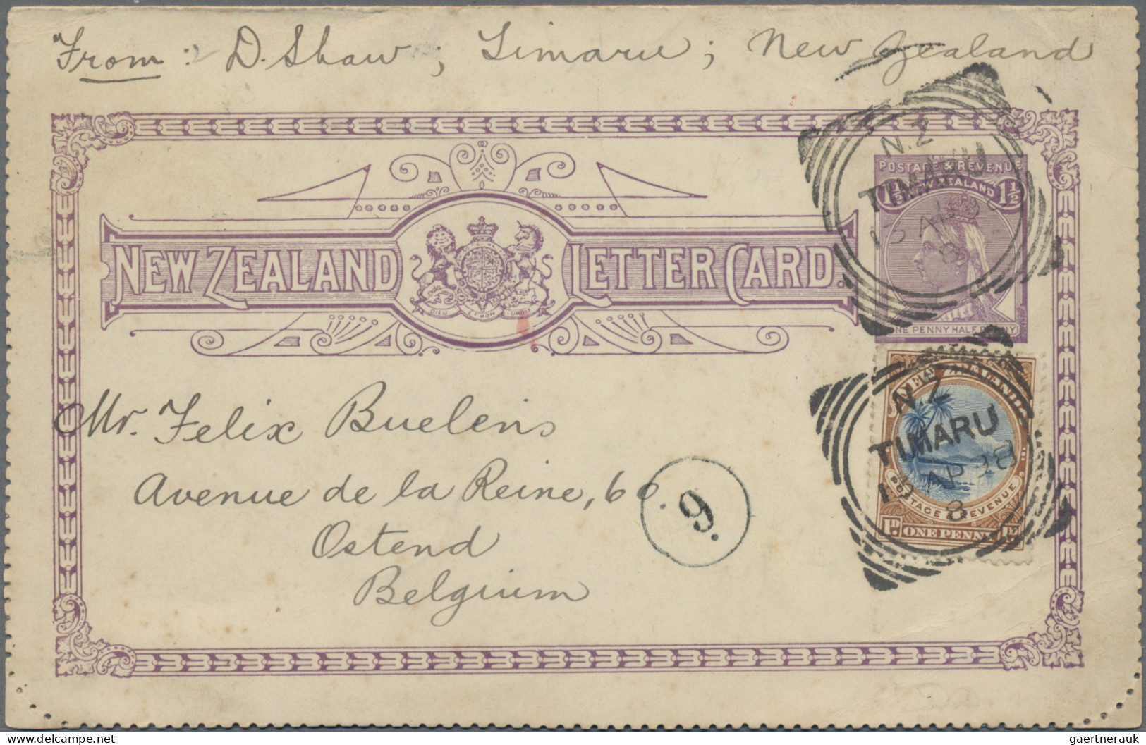 New Zealand - Postal Stationery: 1898, Letter Card QV 1 1/2d Violet Uprated 1d C - Enteros Postales