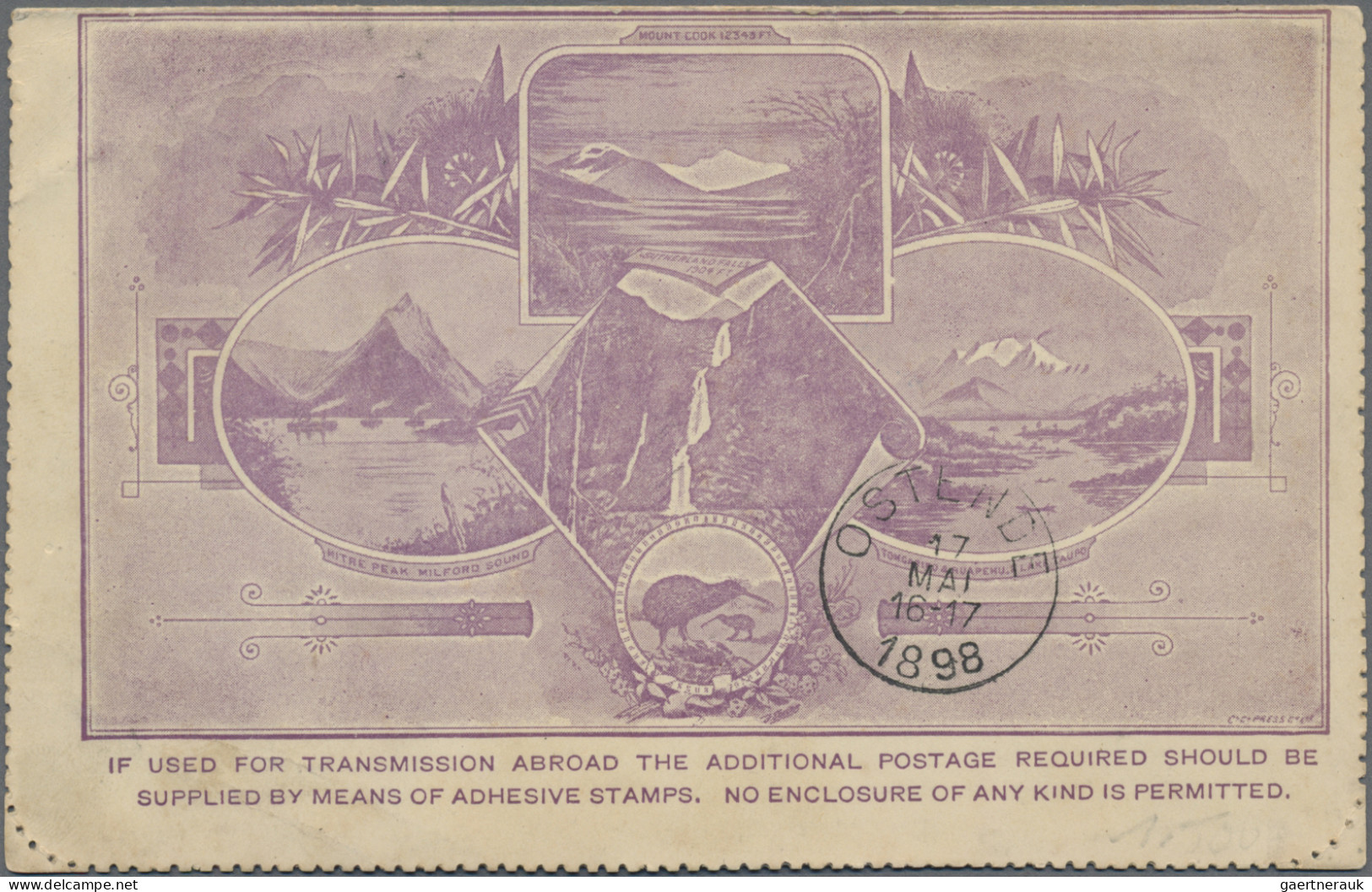 New Zealand - Postal Stationery: 1898, Letter Card QV 1 1/2d Violet Uprated 1d C - Entiers Postaux