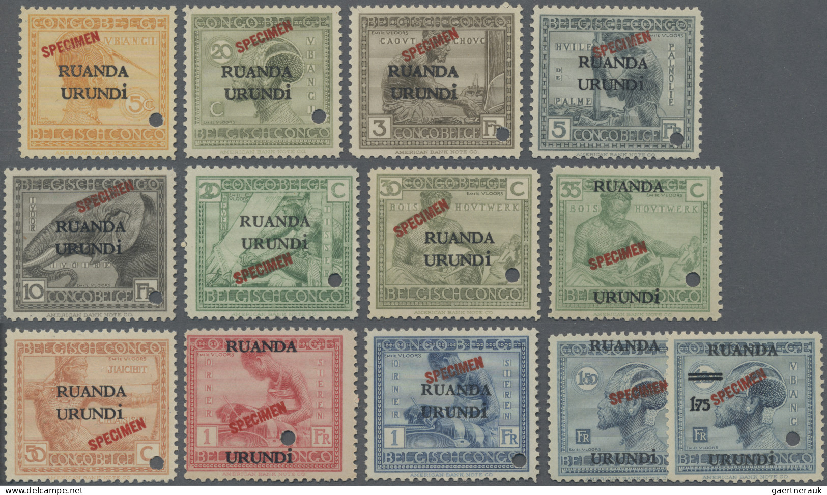 Ruanda-Urundi: 1925: Vloors, Stamps With Black Overprint "RUANDA / URUNDI" With - Other & Unclassified