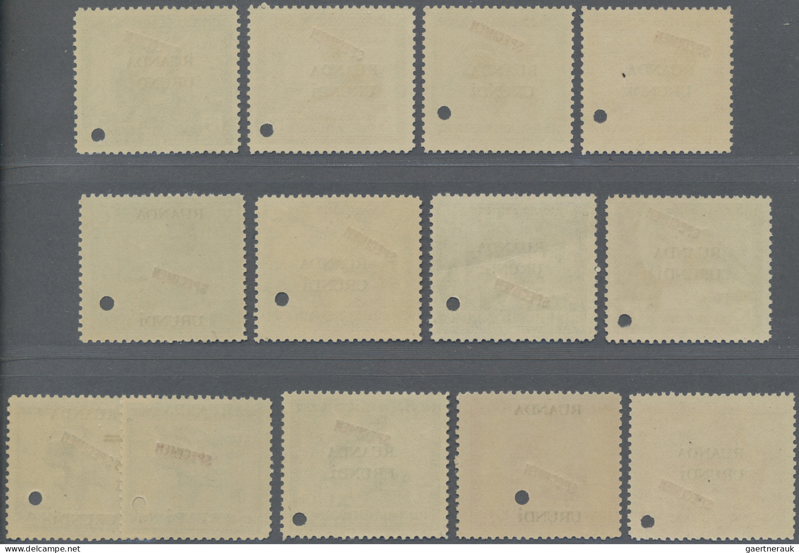 Ruanda-Urundi: 1925: Vloors, Stamps With Black Overprint "RUANDA / URUNDI" With - Altri & Non Classificati
