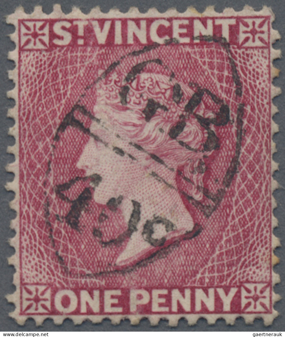 St. Vincent: 1885, 1d. Rose-red Bearing Sole Centric Strike Of French Instructio - St.Vincent (1979-...)
