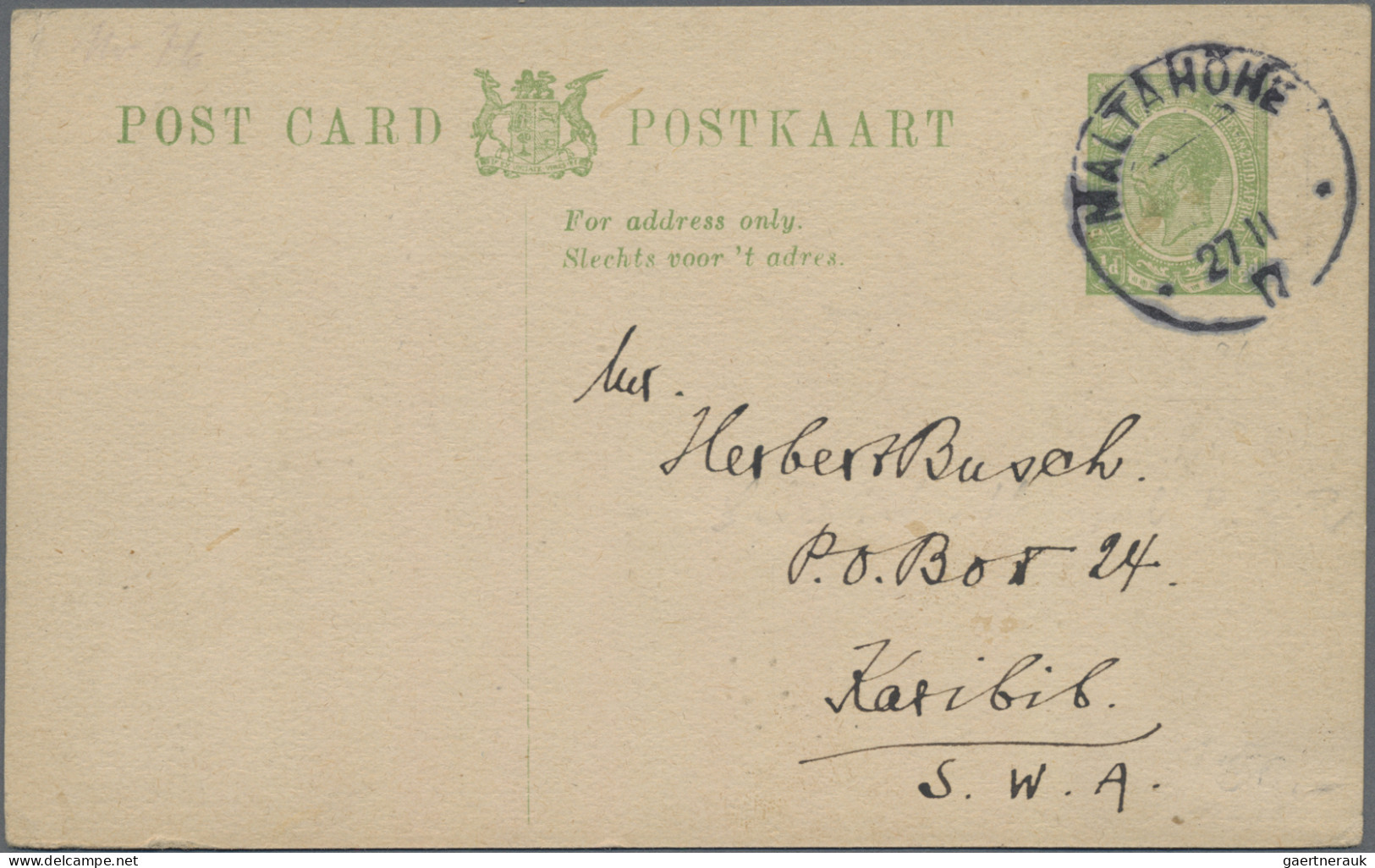 South West Africa: 1917, Rubber-Cancellations From WALDAU And TSES On Covers And - South West Africa (1923-1990)