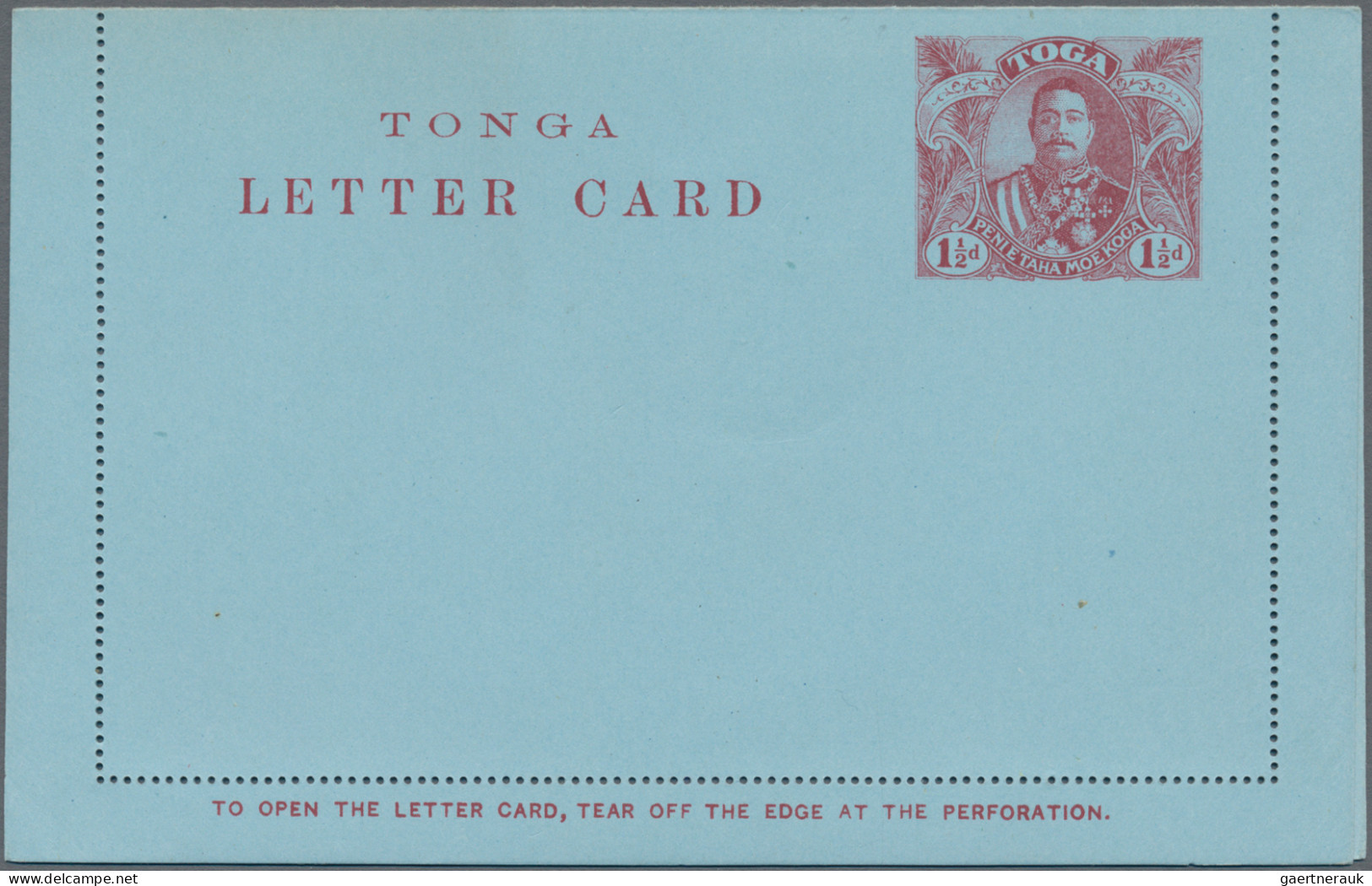 Tonga - Postal Stationery: 1906/1912, Two Unused Stationeries: Pictorial Card 1d - Tonga (1970-...)