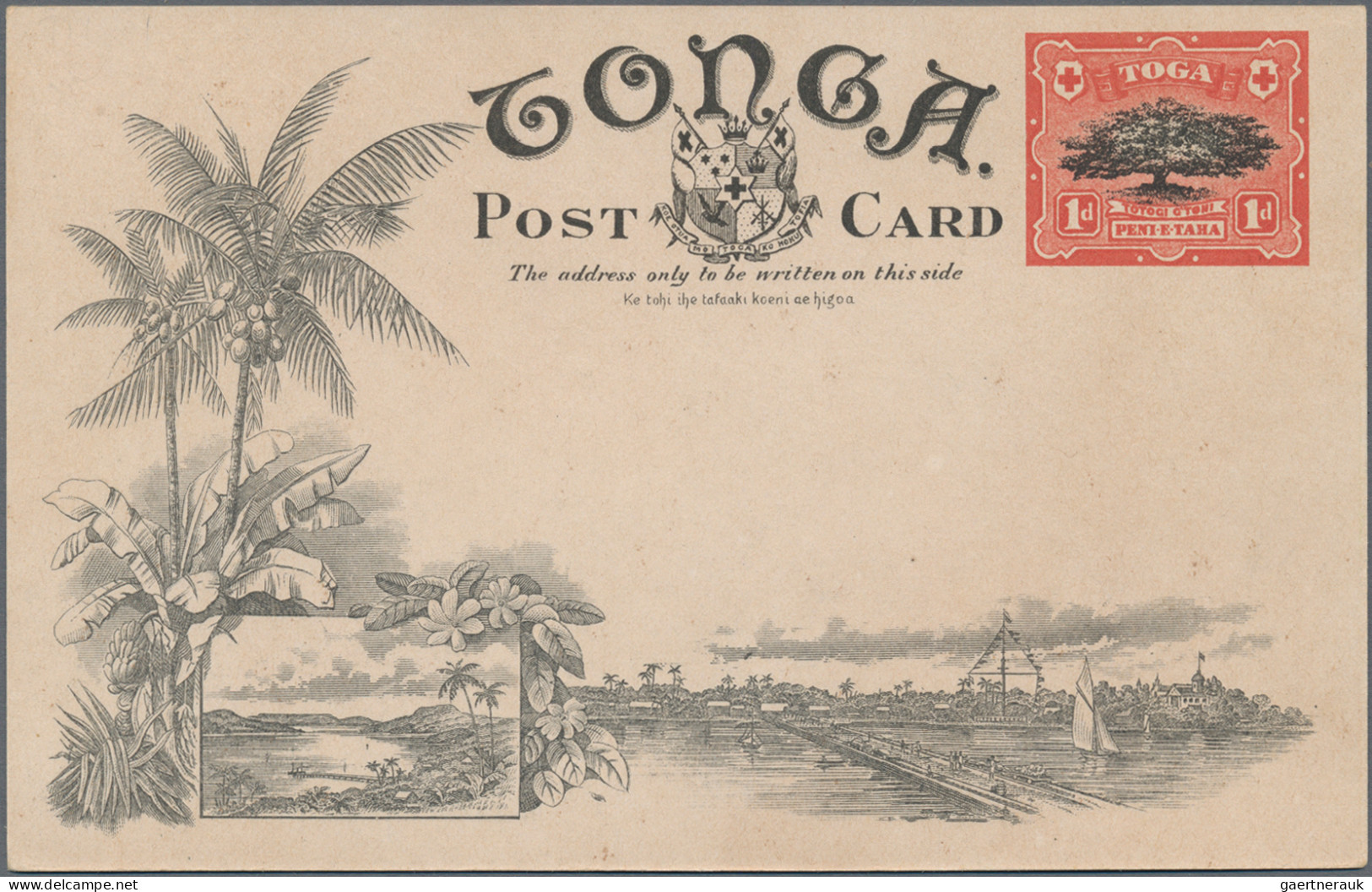 Tonga - Postal Stationery: 1906/1912, Two Unused Stationeries: Pictorial Card 1d - Tonga (1970-...)