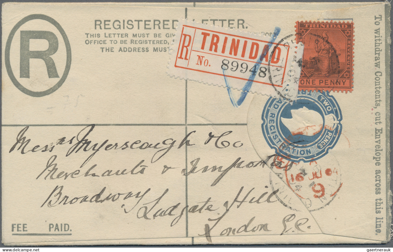 Trinidad+Tobago - Postal Stationery: 1904/26, Two Small Size Registration Envelo - Trinité & Tobago (1962-...)