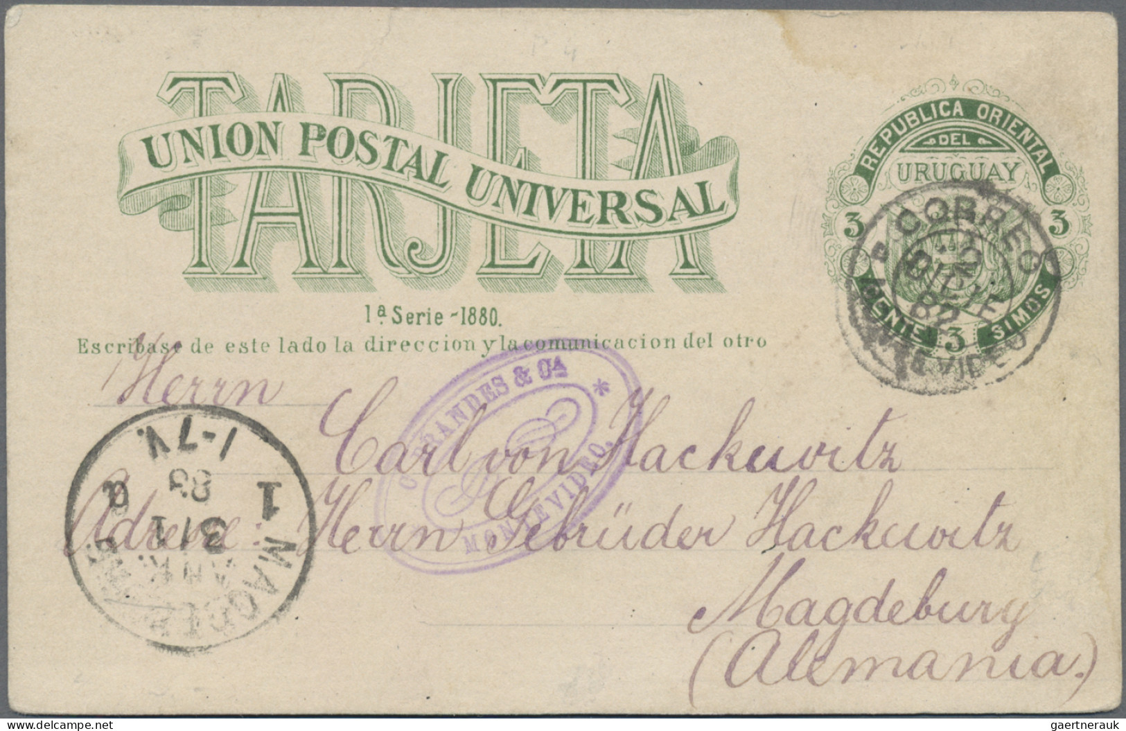 Uruguay - Postal Stationery: 1882/1900, Two Commercially Used Stationery Cards W - Uruguay