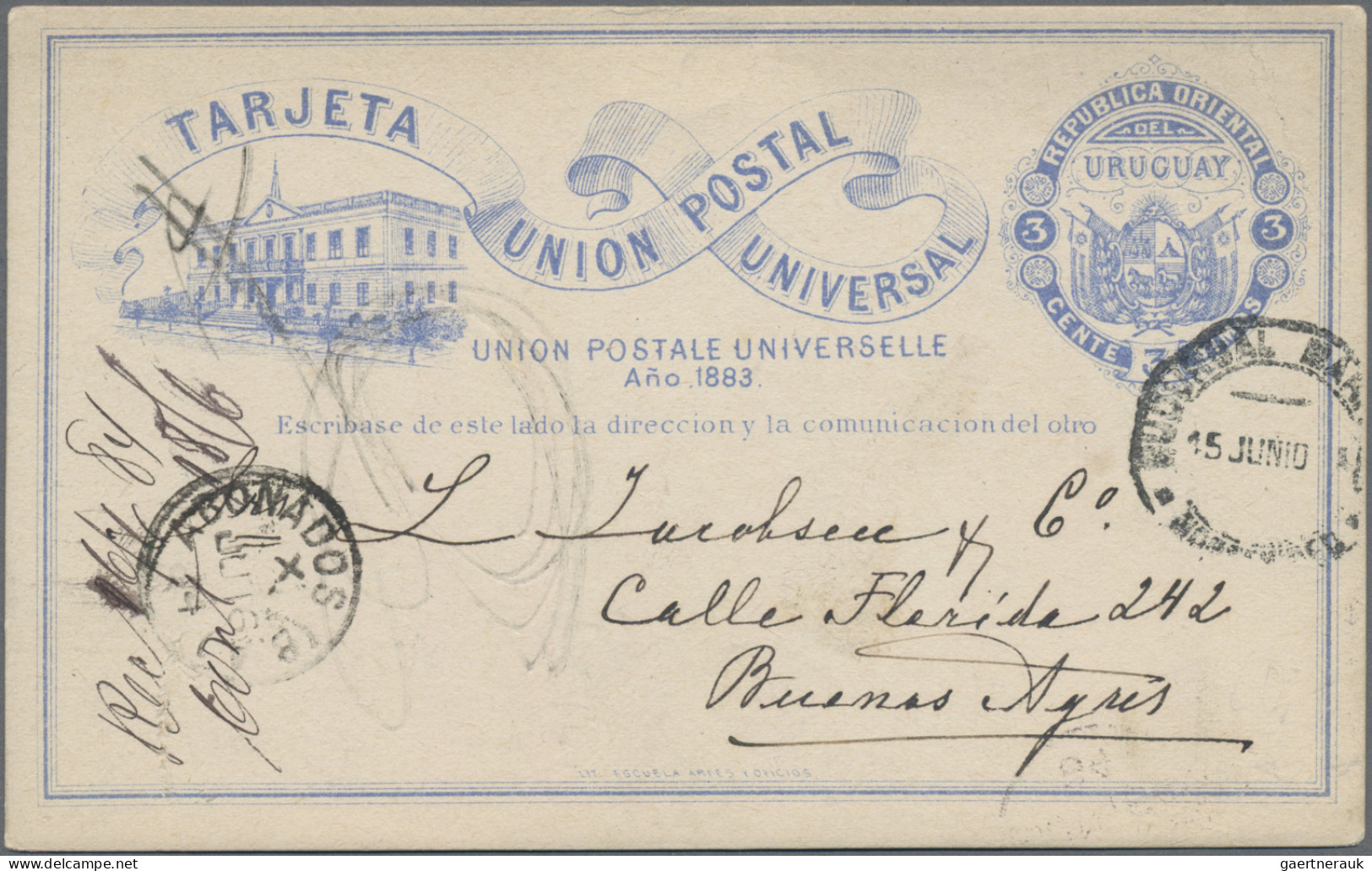 Uruguay - Postal Stationery: 1884/1886, Three Commercially Used Stationery Cards - Uruguay