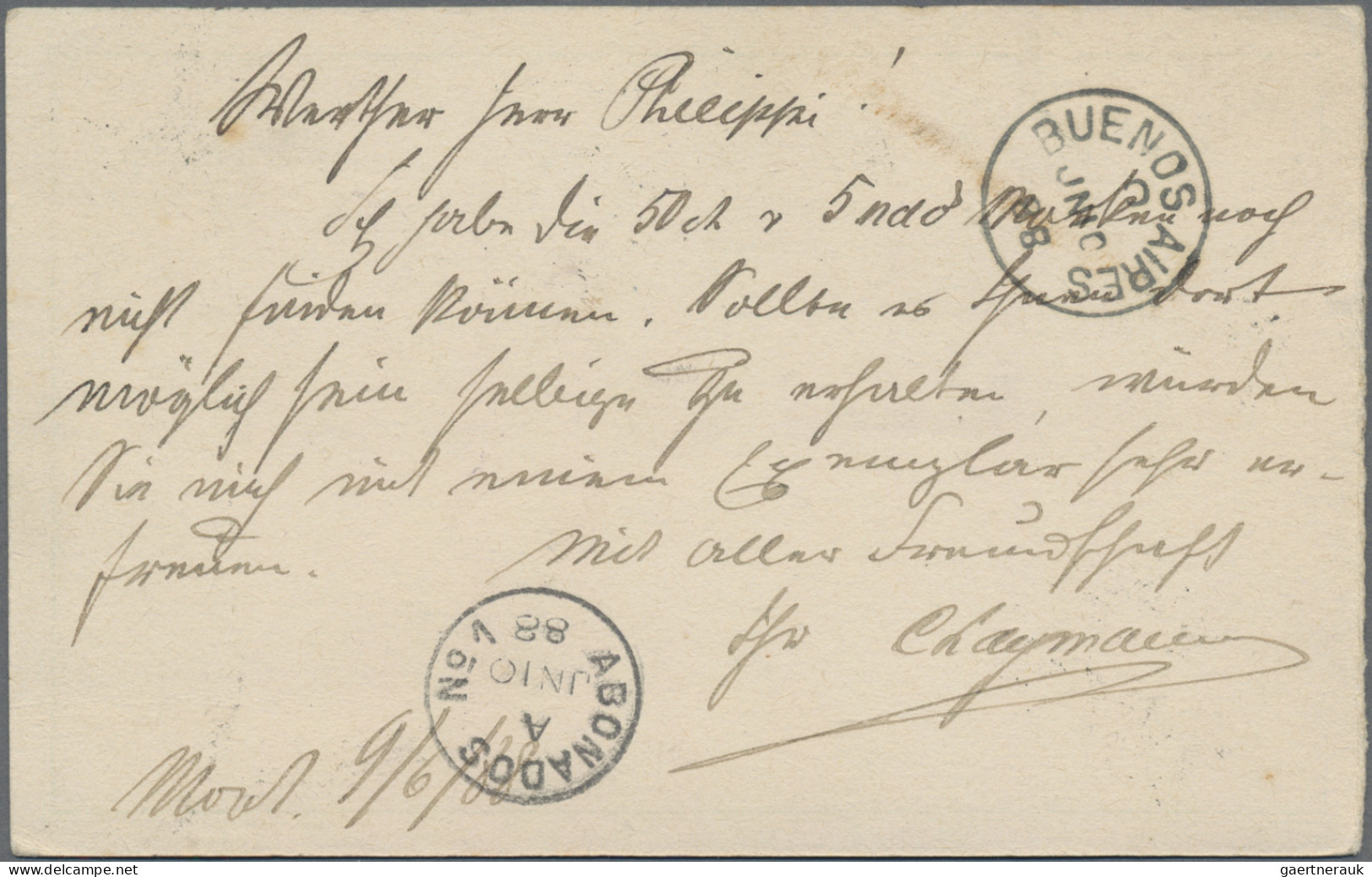 Uruguay - Postal Stationery: 1885/1888, Double Card 3c.+3c. Green On White, Sepa - Uruguay