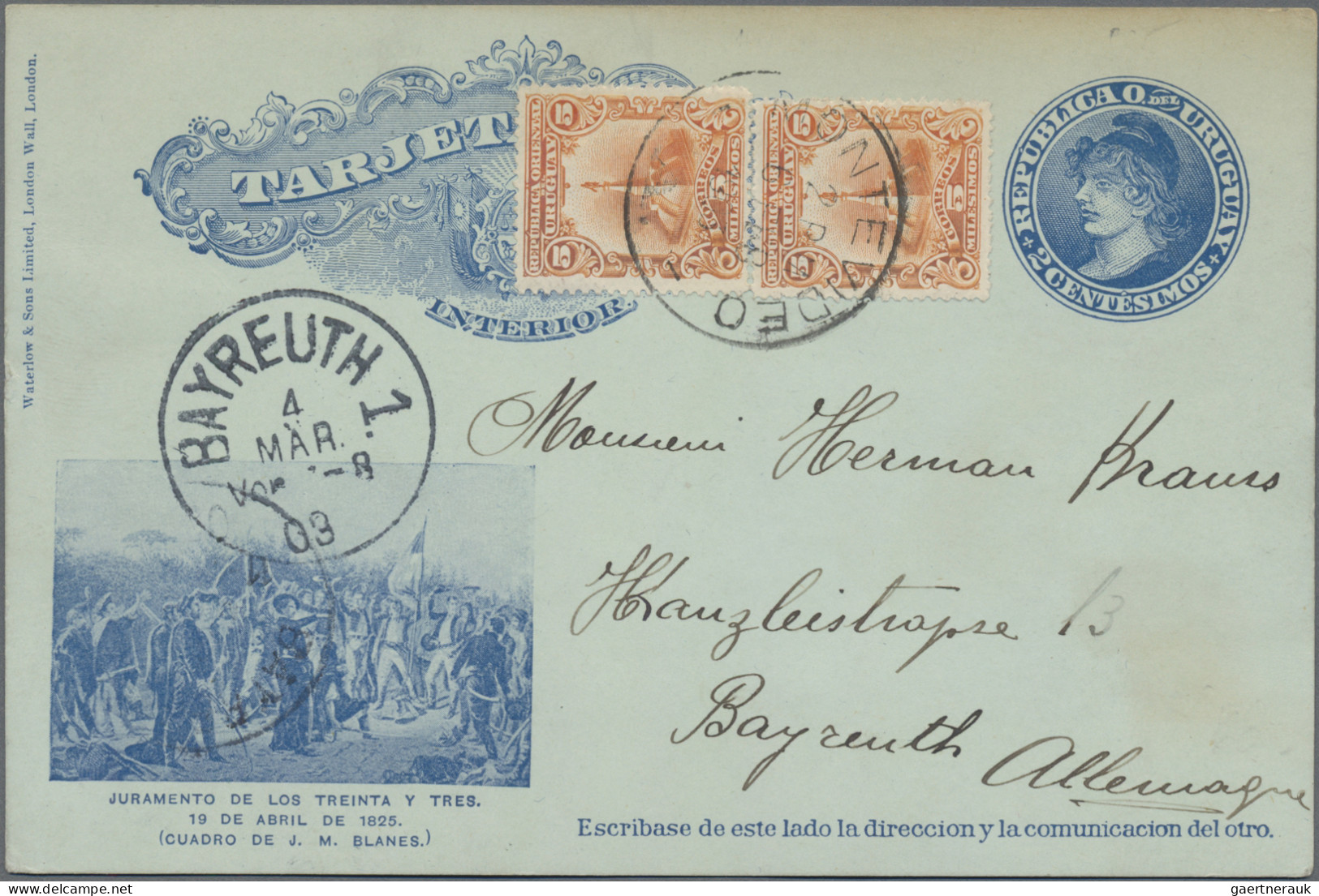 Uruguay - Postal Stationery: 1902/1903, Three Uprated Pictorial Cards Commercial - Uruguay