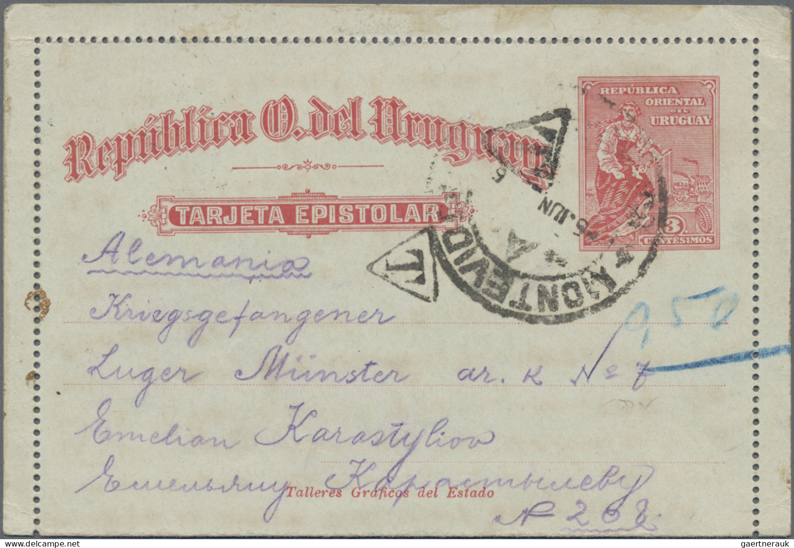 Uruguay - Postal Stationery: 1903/1915, Four Commercially Used Letter Cards With - Uruguay