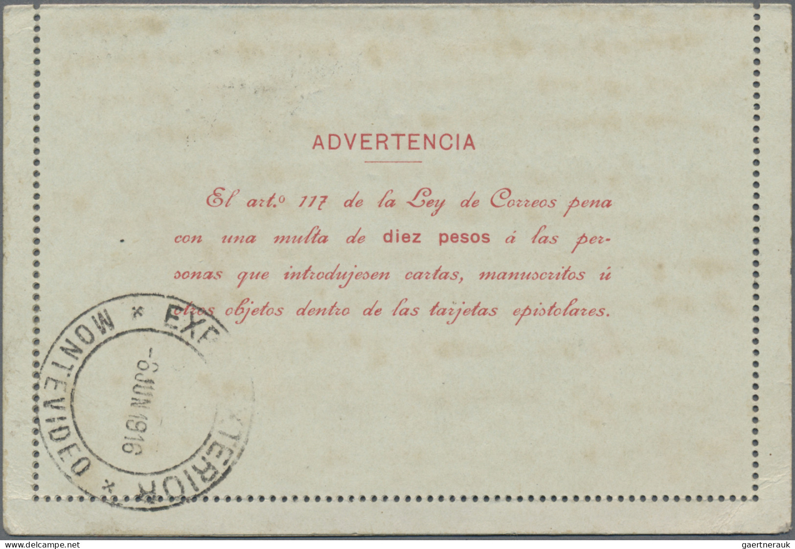 Uruguay - postal stationery: 1903/1915, four commercially used letter cards with