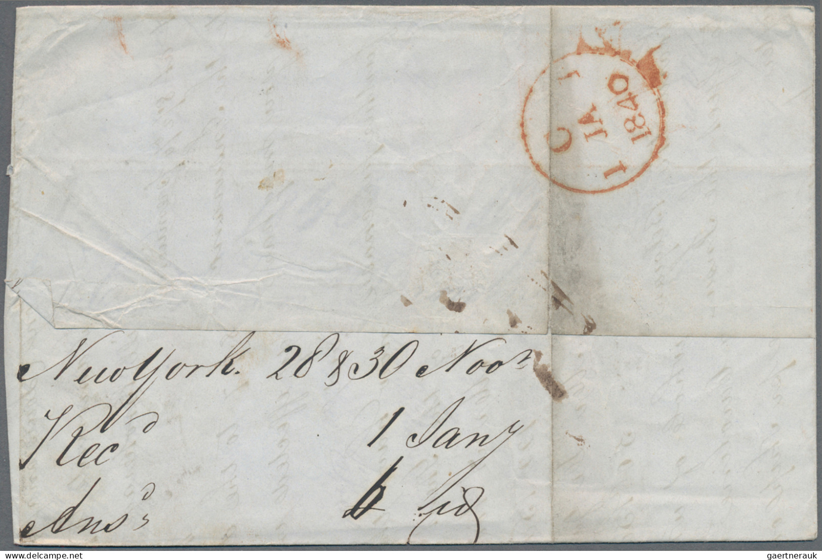 United States Of America: 1839/41, Three Folded Letters, Marked "Deal / Shiplett - …-1845 Préphilatélie