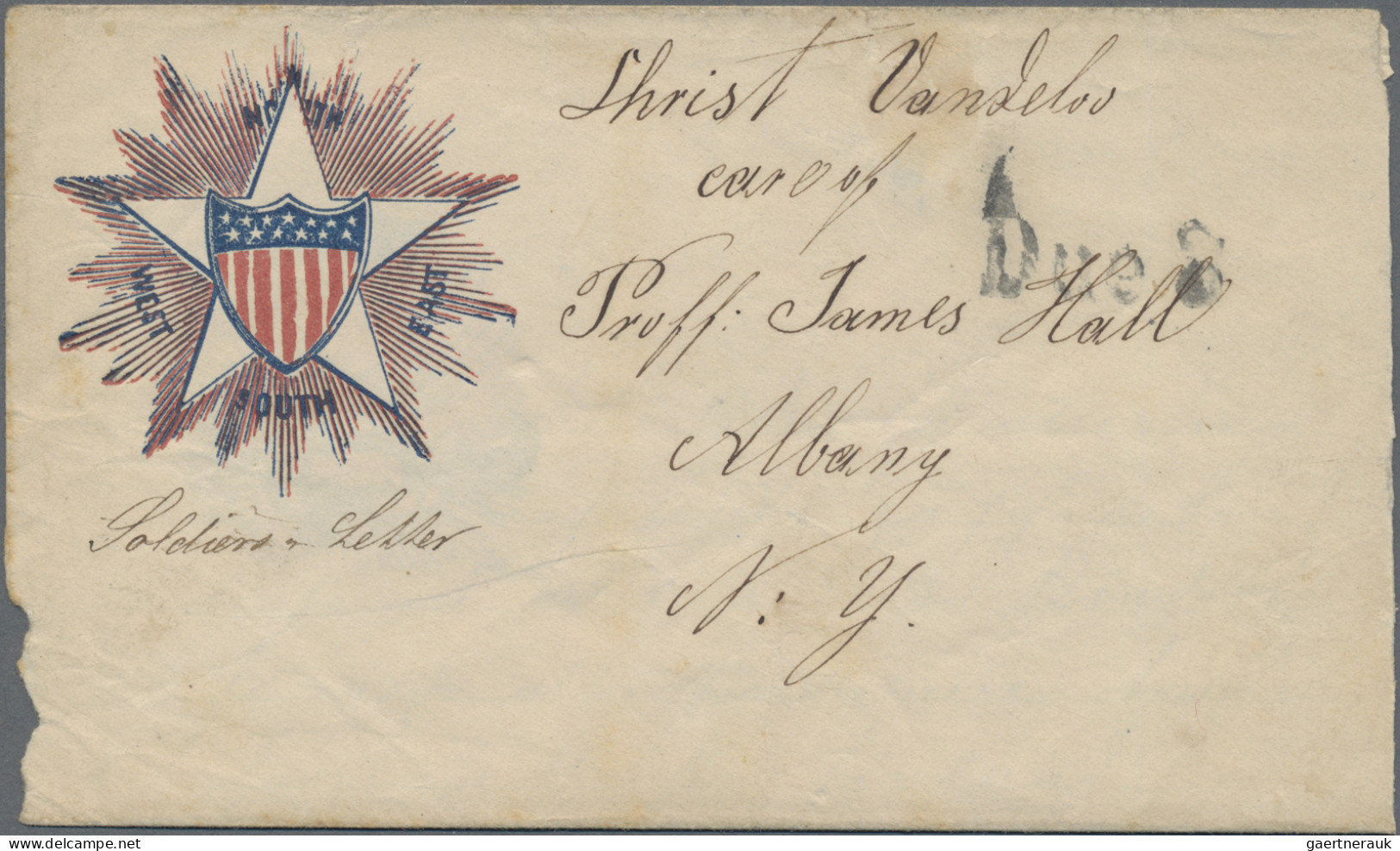United States - Field Post: 1862, Two Soldiers Letters Marked "Due 3" On Decorat - Sonstige & Ohne Zuordnung
