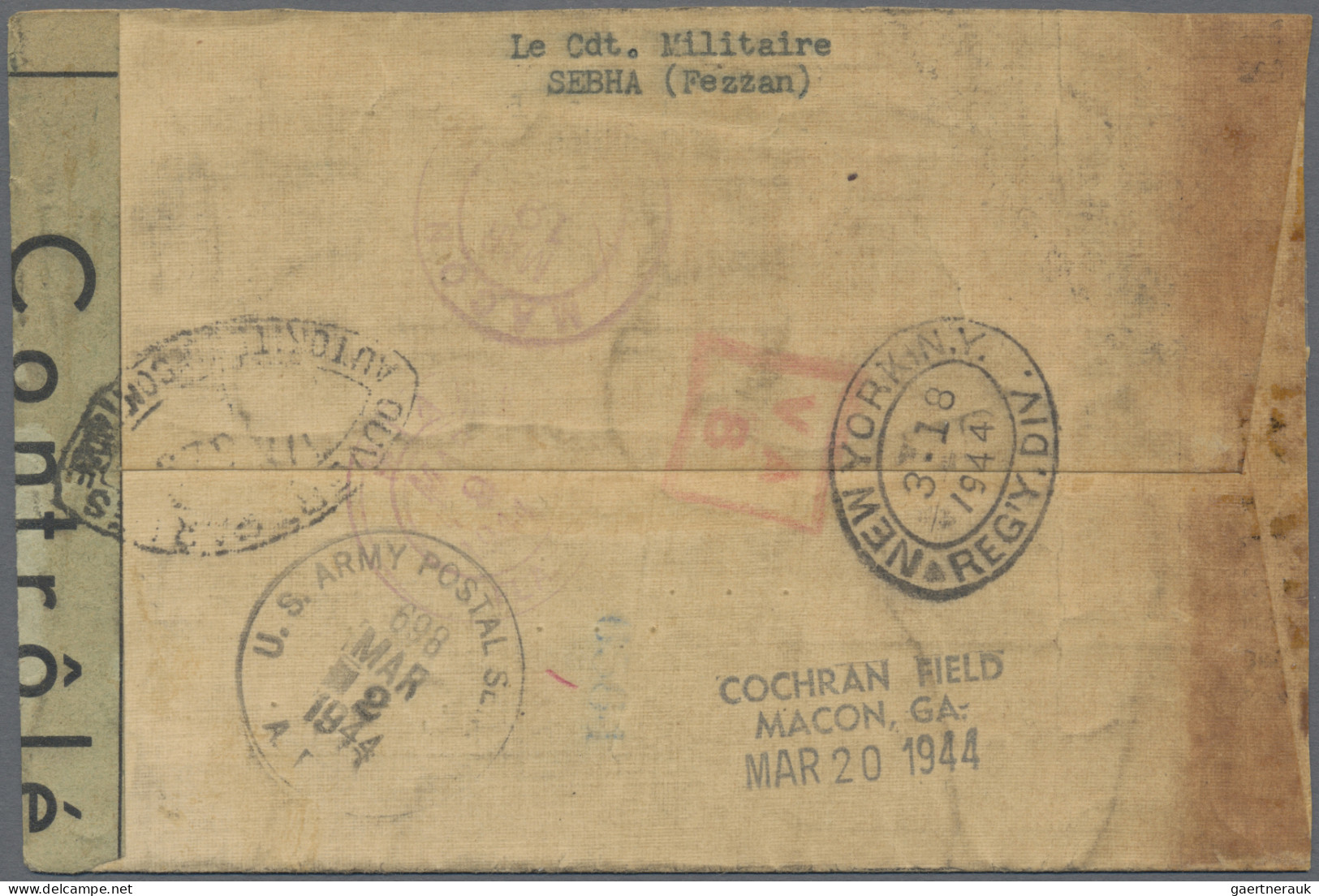 Airmail - Overseas: 1944, Algerian 2F On Unissued 5 F Orange, Horizontal Pair To - Sonstige & Ohne Zuordnung