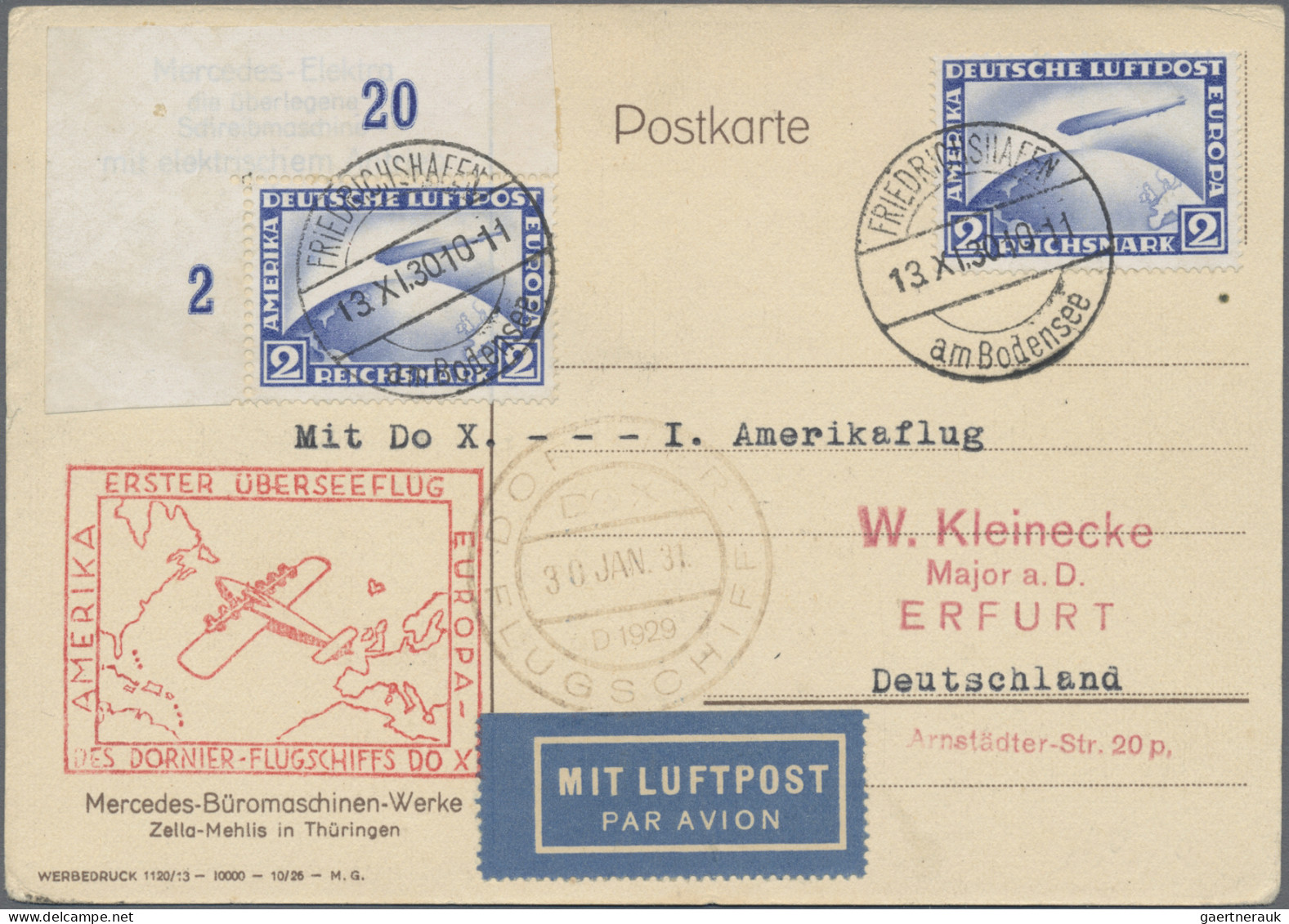 DO-X - Air Mail: 1930, 13.11. Erster Überseeflug Europa-Amerika Des Dornier - Fl - Poste Aérienne & Zeppelin