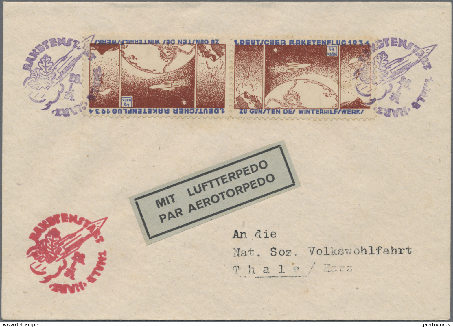 Rocket Mail: DEUTSCHES REICH: 1934, Thale/Harz, Briefumschlag Vom Raketenpionier - Sonstige & Ohne Zuordnung
