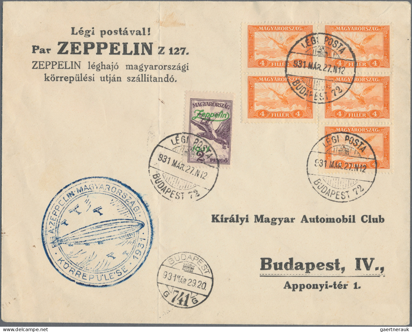 Zeppelin Mail - Europe: 1927/31, Three Postcards And One Cover, Including 1927 A - Europe (Other)