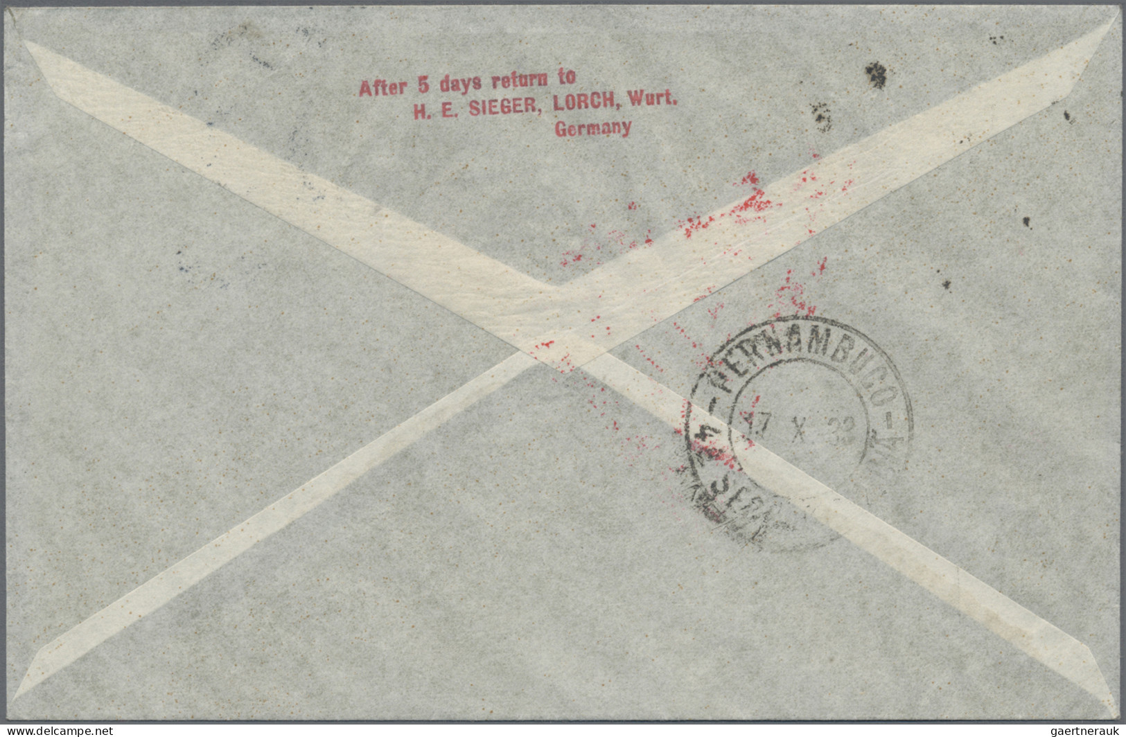 Zeppelin Mail - Europe: 1933, LIECHTENSTEIN, Chicago-Dreiecksfahrt Bis Pernambuc - Sonstige - Europa