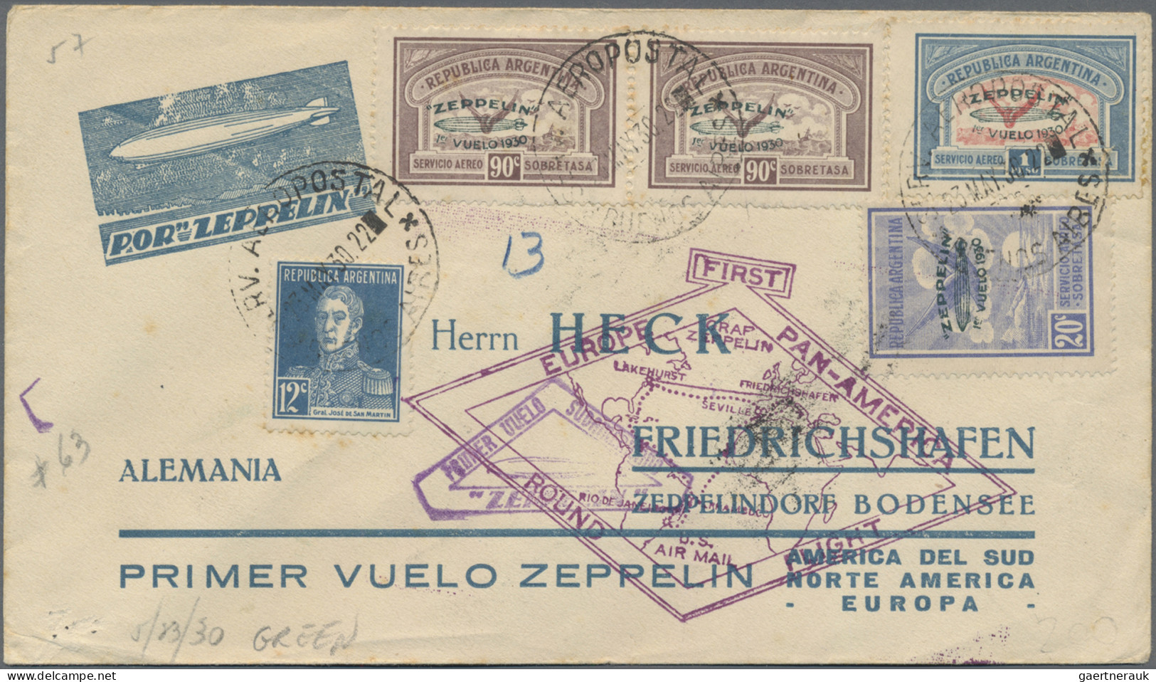 Zeppelin Mail - Overseas: 1930 Zeppelin 'Return From South Amerika And Round Fli - Zeppelin