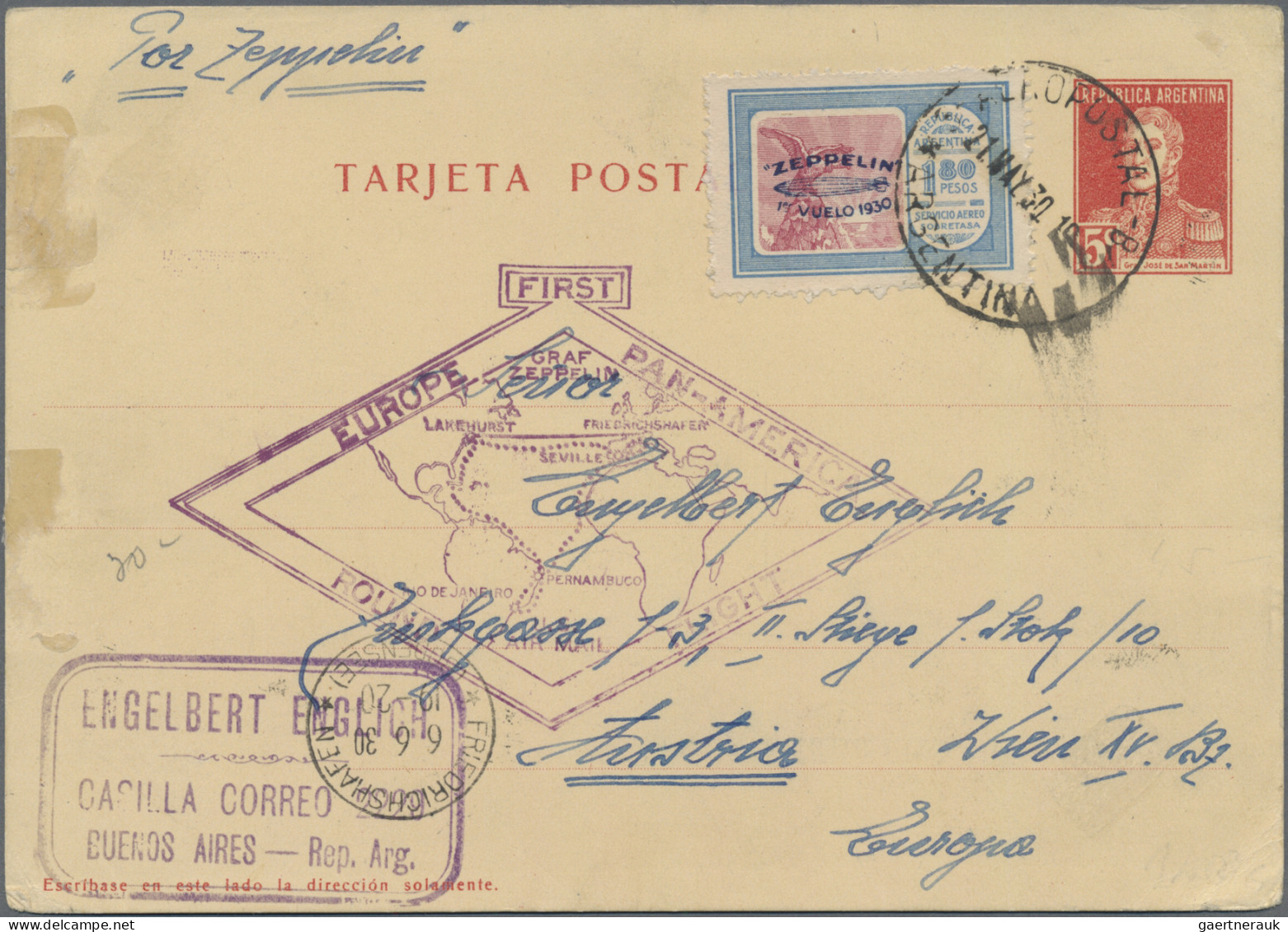 Zeppelin Mail - Overseas: 1930 Zeppelin 'Return From South Amerika And Round Fli - Zeppelines