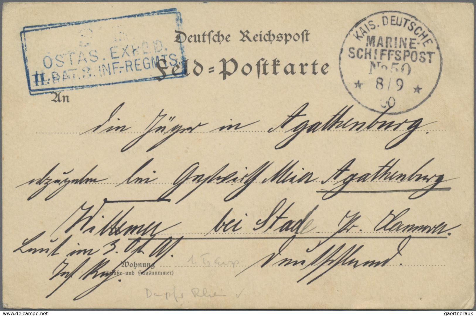 German Ship Post - Marine: 1900, Two Military Mail Cards With Navy Mail Postmark - Autres & Non Classés