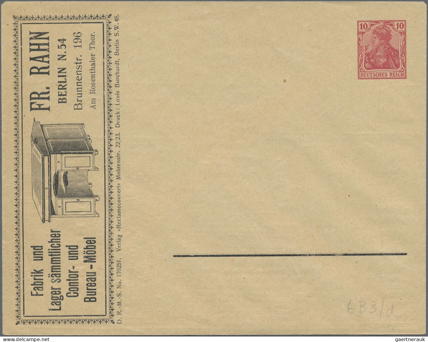 Thematics: Advertising Postal Stationery: 1902, Dt. Reich, 10 Pf Rot Germania, V - Sonstige