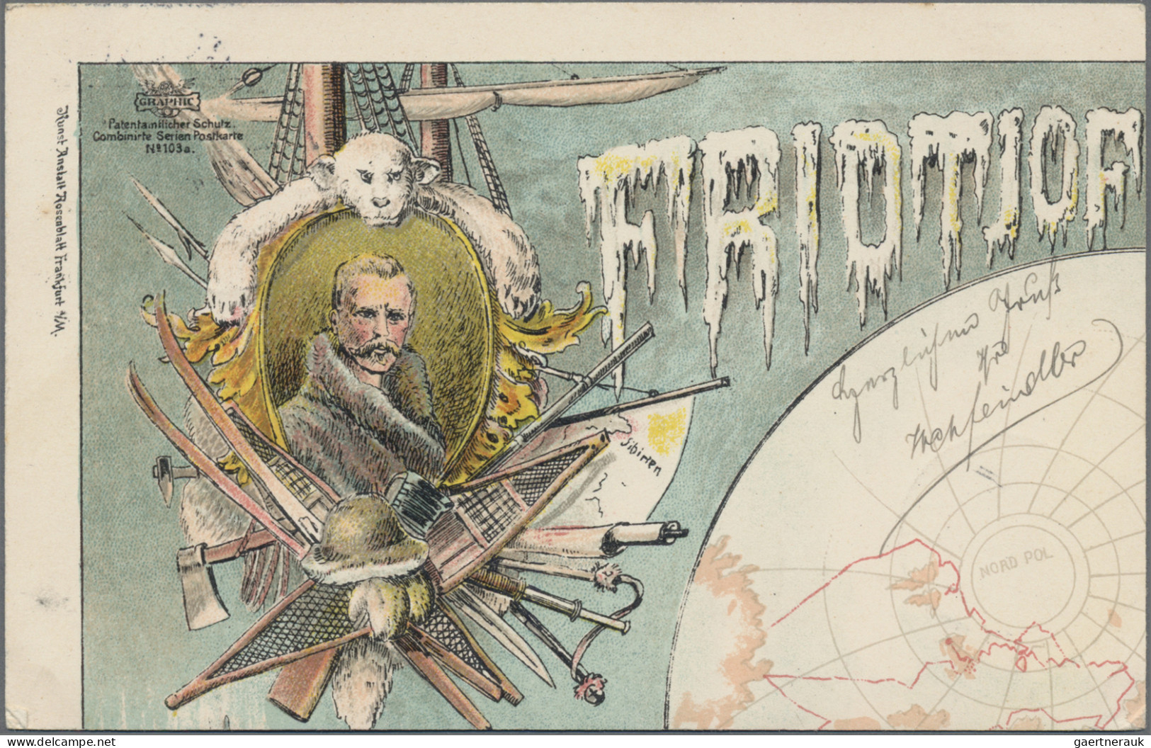 Thematics: Arctic: 1897, Fridjof Nansen, Nordpol - Expedition, 4er Ansichtskarte - Other